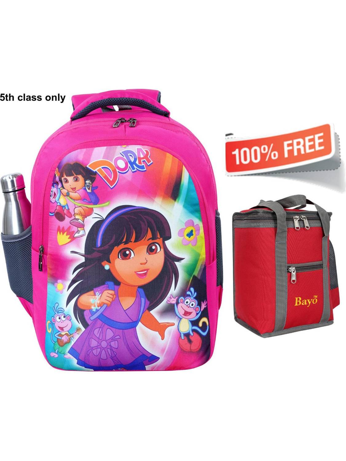 bayo Dora 1st/2nd/3rd/4th & 5th class school Bag +Lunch Bag Free for Boys & Girls Waterproof School Bag