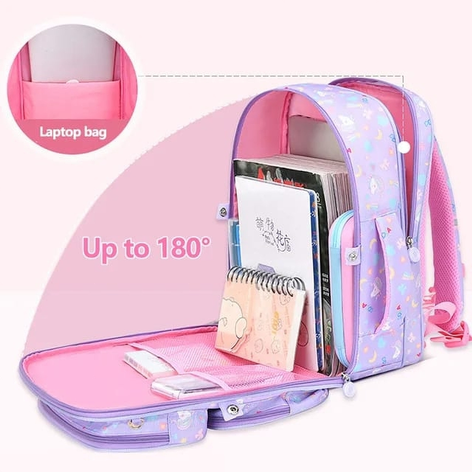 Image of Adoere school bag for girls Cute princess design backpack 20L Waterproof Backpack