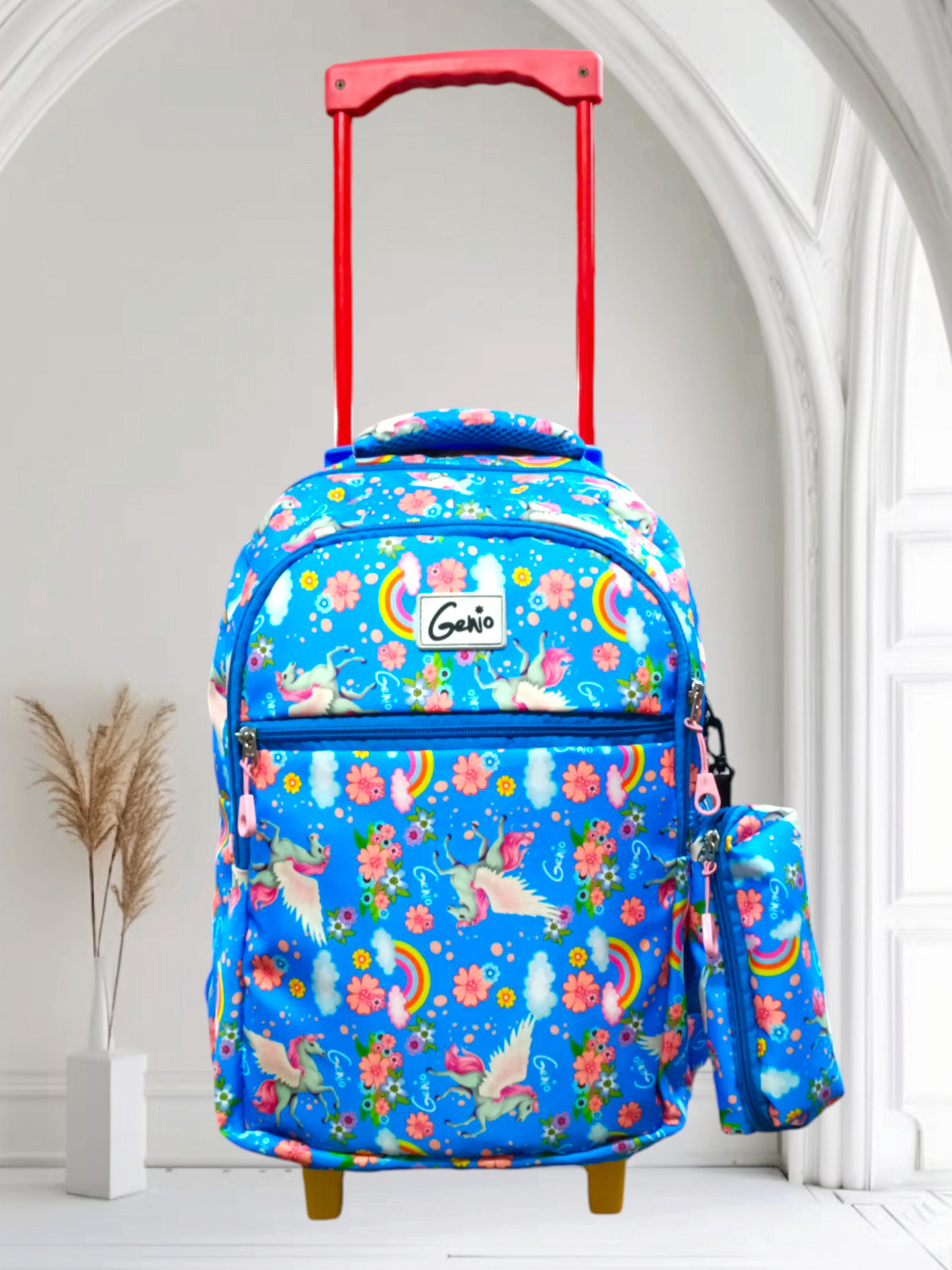 Image of Genio PRINTED Girls, Kids, Unisex Bag, 18 INCH Waterproof Trolley (BLUE, 35 L) Waterproof Trolley