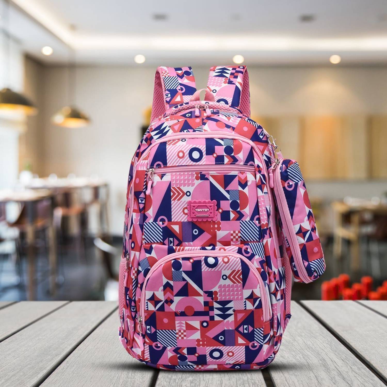Tinytot School Backpack College Bag Travel Bag with Pencil Pouch 2nd Standard onward Waterproof School Bag