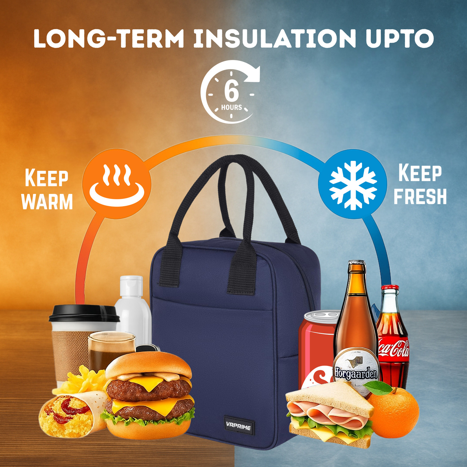 Image of VRPRIME Insulated Lunch Bag for Office,School & Travel | Hot & Cold Tiffin Bag Men Women Waterproof Lunch Bag
