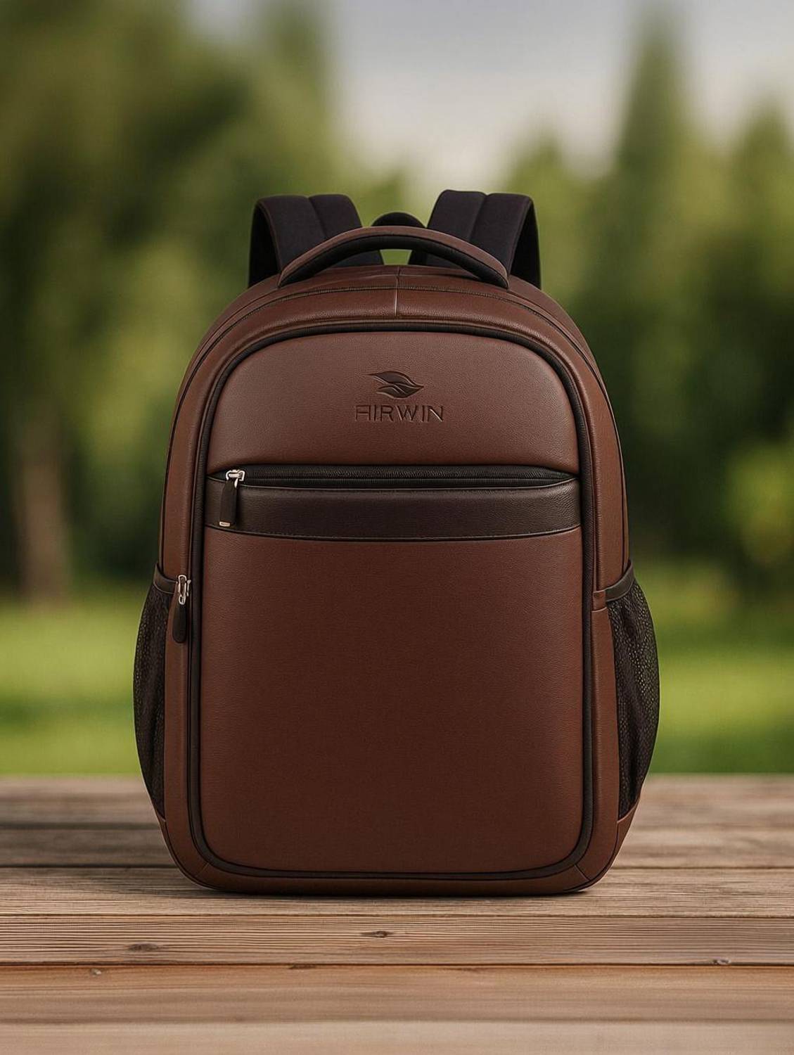 Airwin 18-inch Leather School Bag | 2 Compartment Waterproof Backpack for Boys & Girls Waterproof School Bag