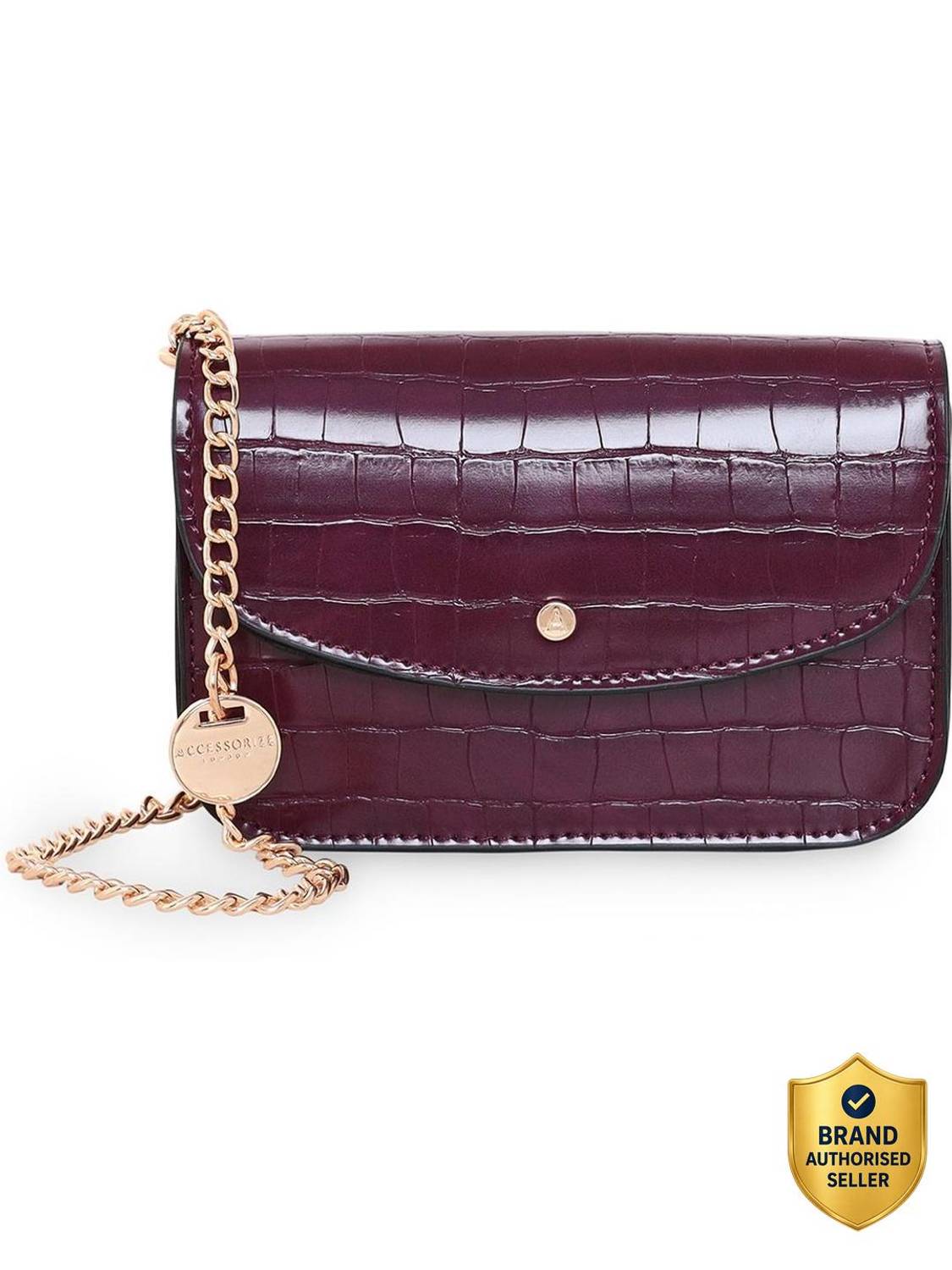 ACCESSORIZE LONDON women's Faux Leather Burgundy Mini Purse Sling Bag Sling Bag