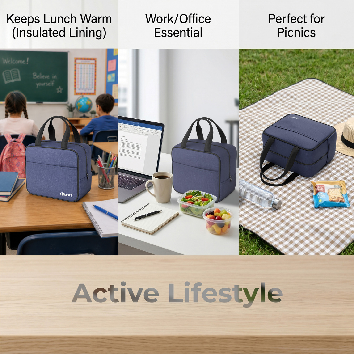 Image of Crasts Lunch Bag Office Tiffin Bags for Men Women Insulated Hot Cold Travel Picnic Bag Lunch Bag