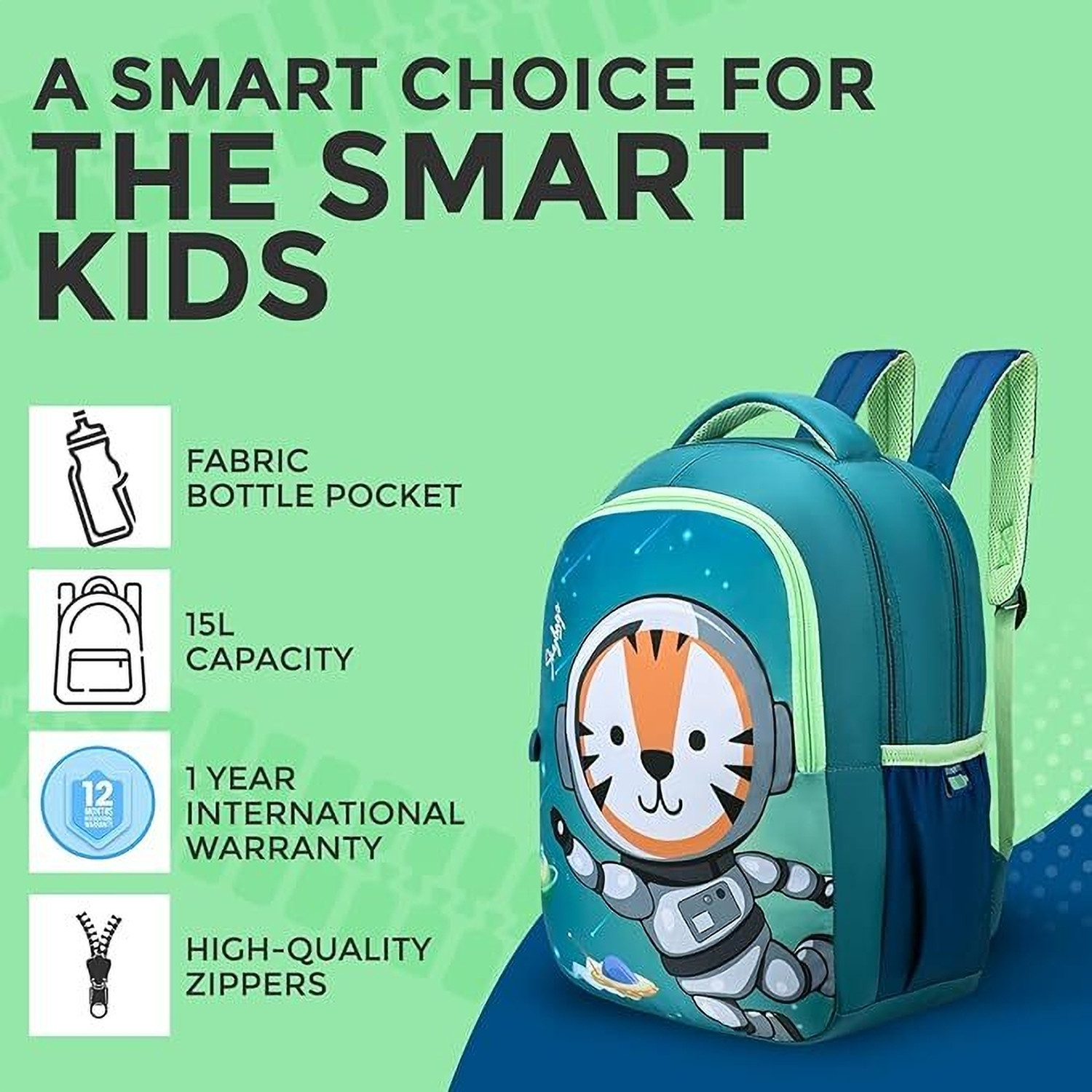Image of SKYBAGS SNUGGLE 04 SCHOOL BACKPACK GREEN BLUE Waterproof School Bag