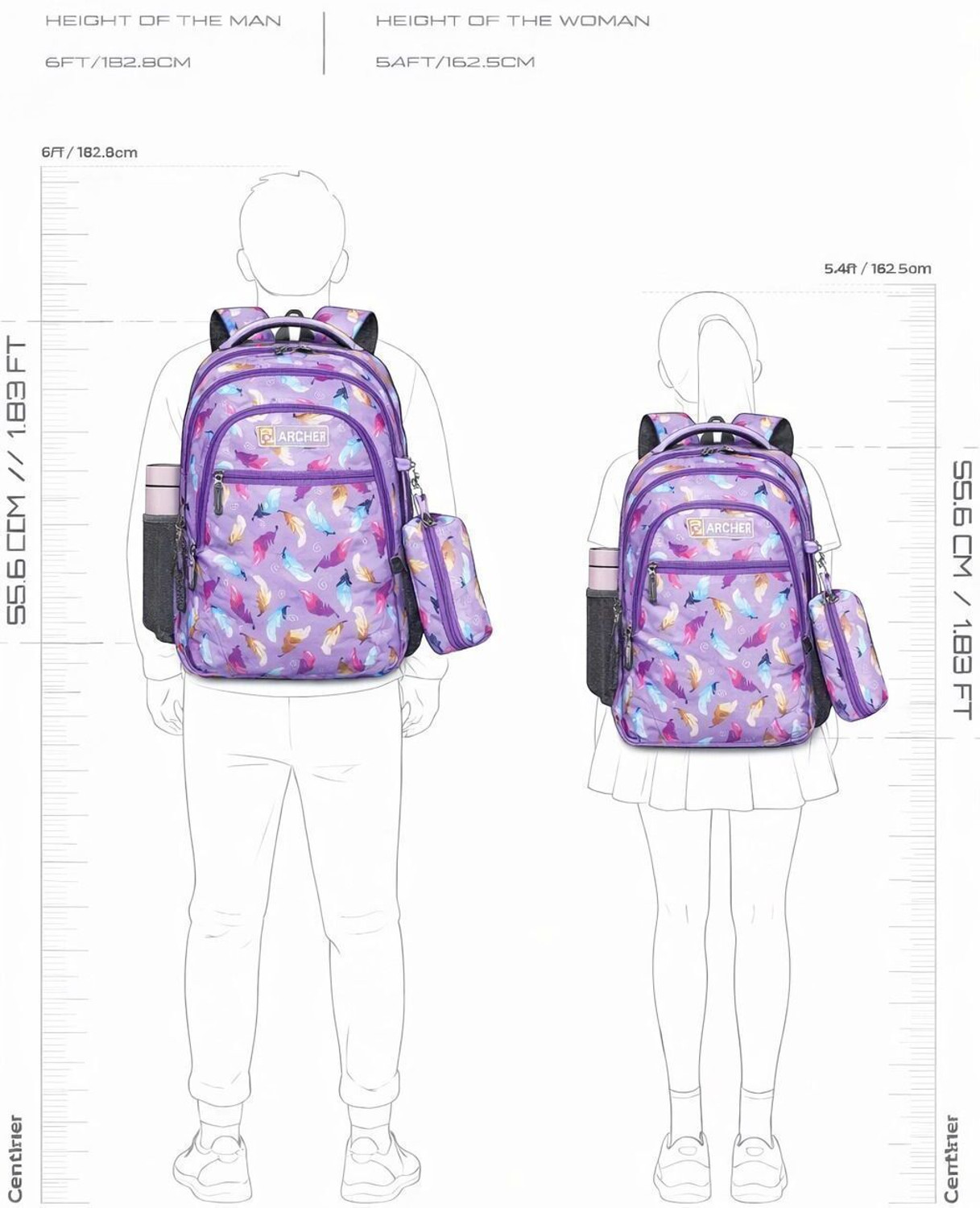 Image of Richer School Backpack for Girls Three Compartments, Side Pockets and Light Weight with Waterproof School Bag