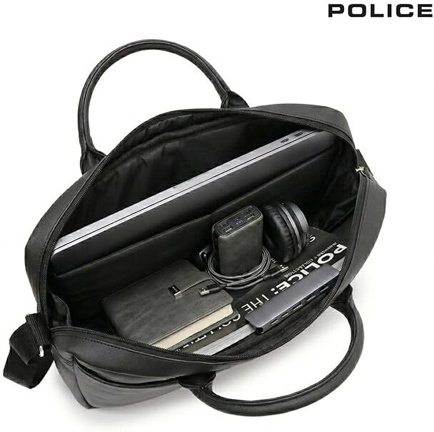 Image of Police Office Laptop Bag for Men - Black Waterproof Messenger Bag