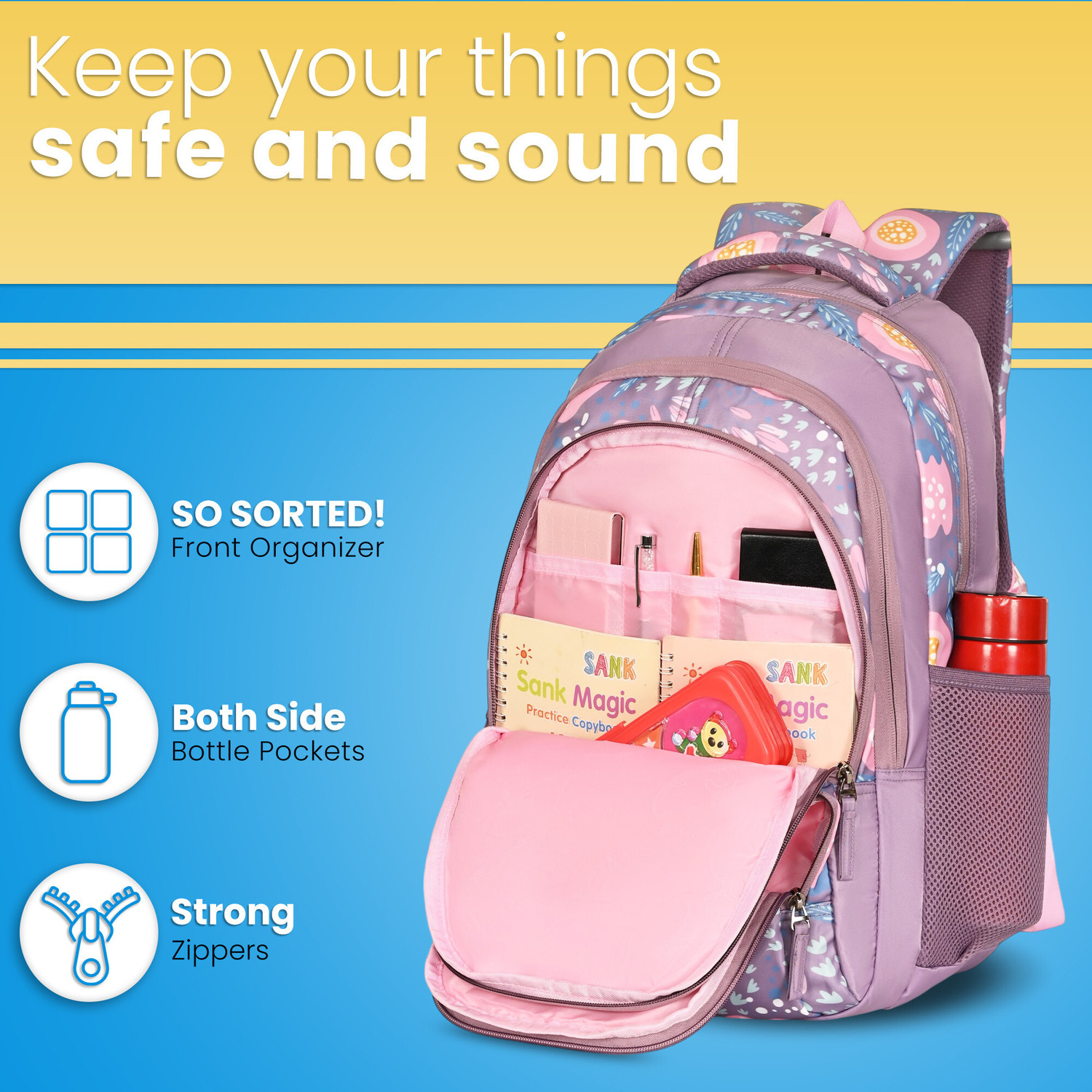 Image of BEAUTY GIRLS BY HOTSHOT|SCHOOL&TUTION BAG|COLLEGE BACKPACK|LARGE SIZE|19 IN|GIRLS & WOMEN School Bag