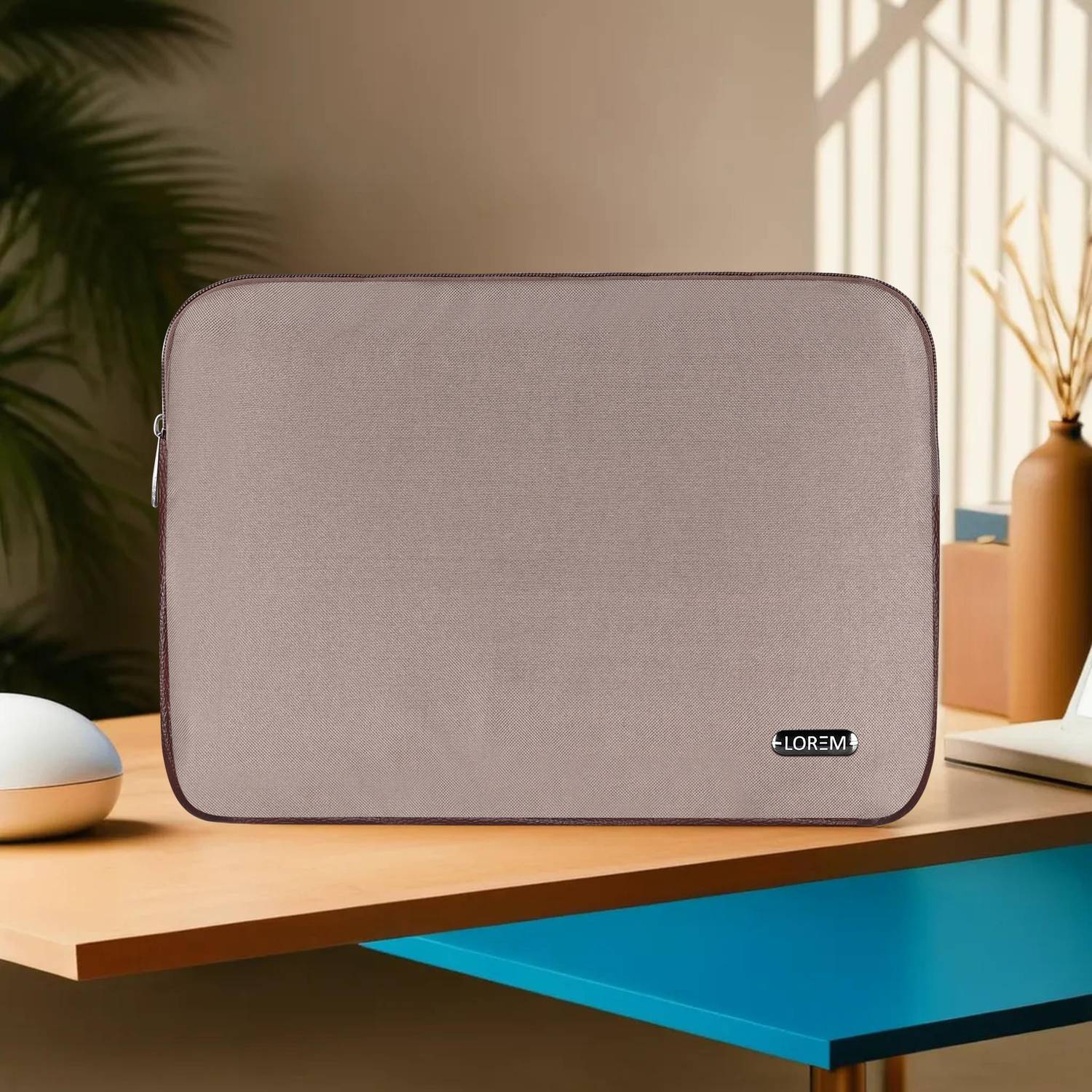 LOREM 15.6" Mink Grey & Tan Office Laptop Sleeve/Cover/Case with Zipper Closur DB-LS06 Laptop Sleeve/Cover