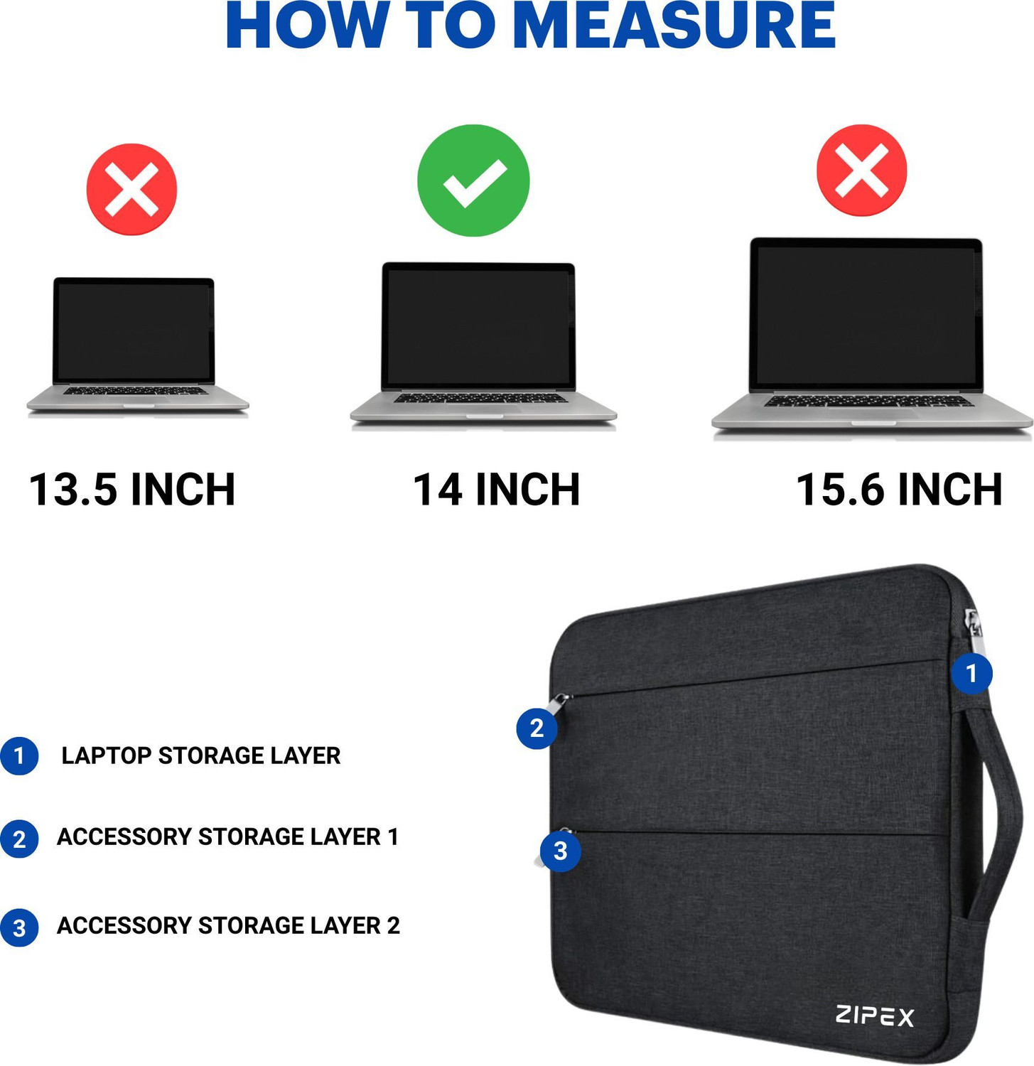 Image of ZIPEX 14 Inch Compact Laptop Case with Handle Waterproof Laptop Sleeve /Cover