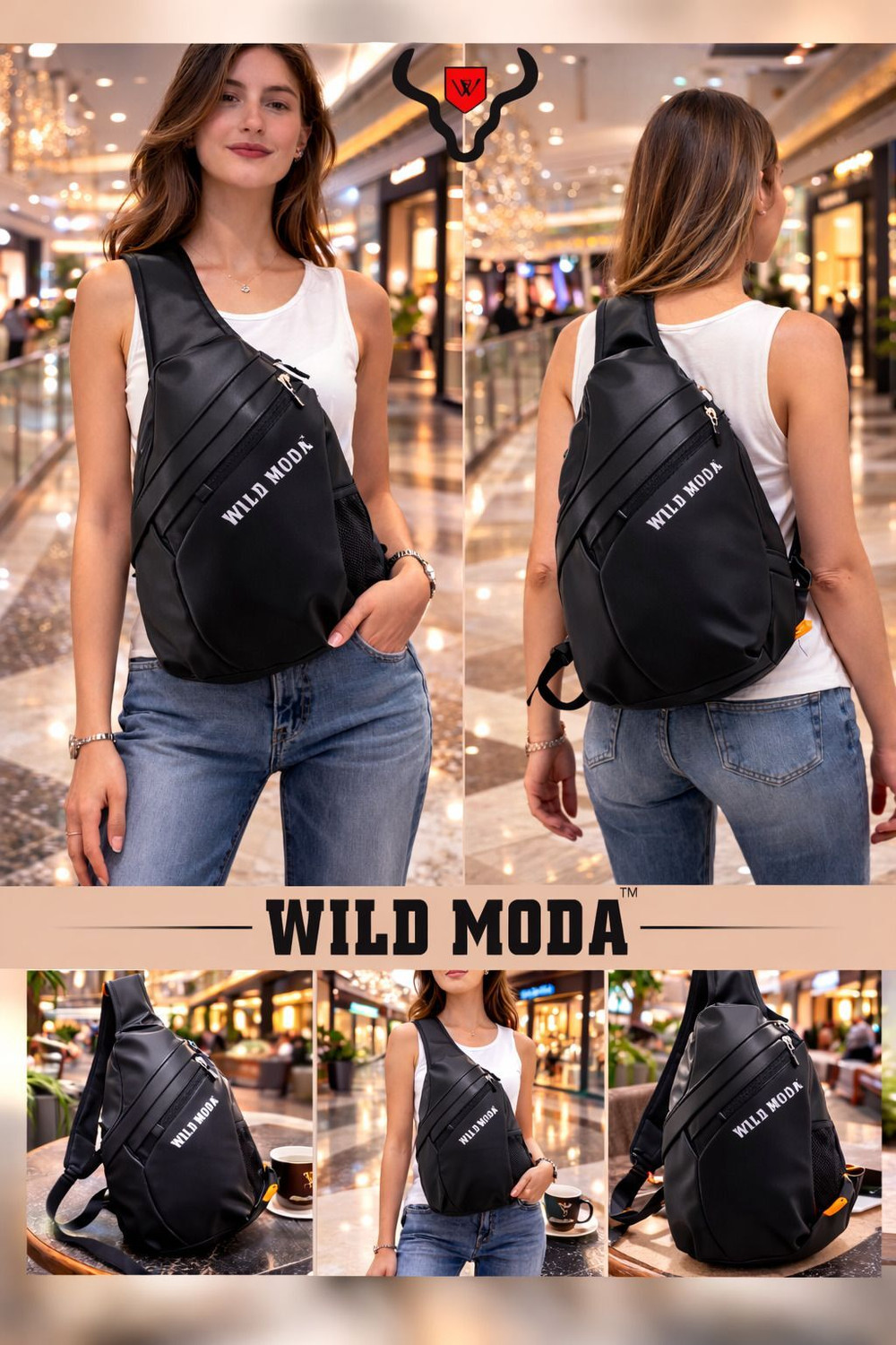 Image of Wildmoda Premium Faux Leather Cross Body Backpack for Travel, College, Tuition etc. Waterproof Backpack