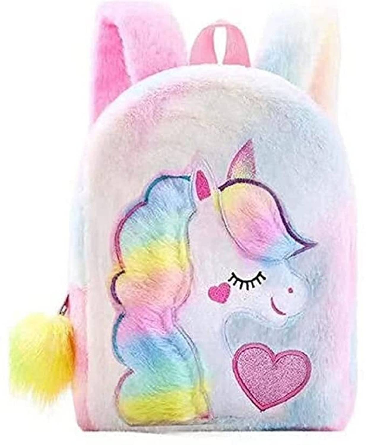 AGC Unicorn Furry Backpack Cute Unicorn Bag Soft Fluffy Plush bag cum Unicorn Waterproof School Bag