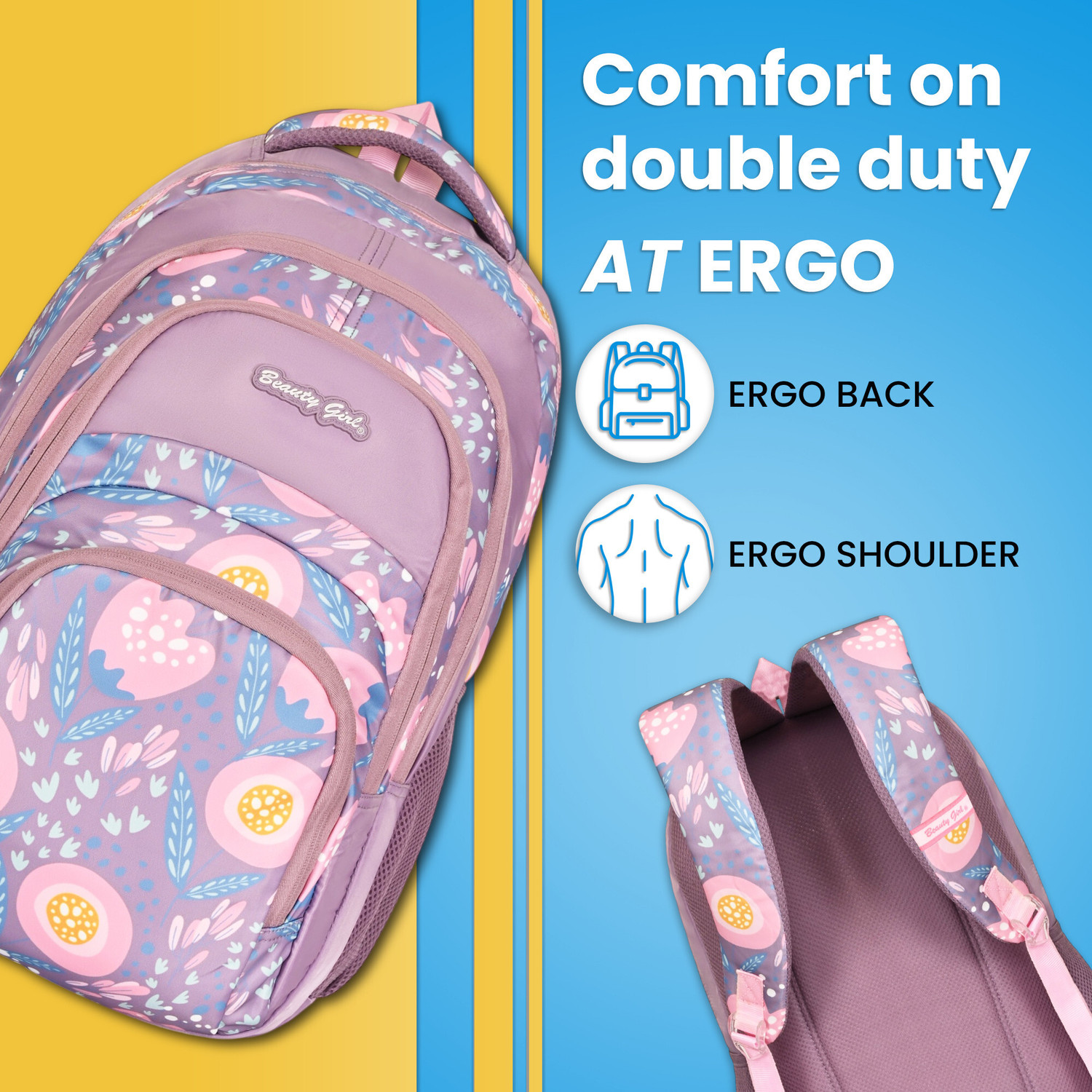 Image of BEAUTY GIRLS BY HOTSHOT|SCHOOL&TUTION BAG|COLLEGE BACKPACK|LARGE SIZE|19 IN|GIRLS & WOMEN School Bag