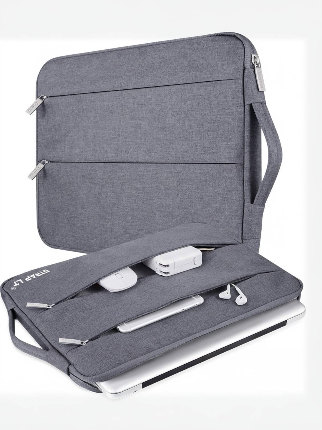 Straplt Laptop Sleeve Carrying Case 14.6-15 Inch Compatible with 15 Inch MacBook Pro,15 Inch Surface Book 3/Laptop 4,HP Pavilion,Asus Acer Samsung Chromebook,Computer Cover Bag with Handle,Grey Waterproof Laptop Sleeve/Cover
