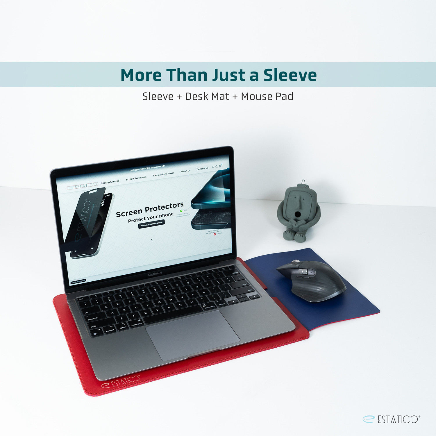Image of ESTATICO 2 in 1 PU Leather Sleeve, Desk Mat & Mouse Pad Laptop Sleeve Laptop Sleeve /Cover