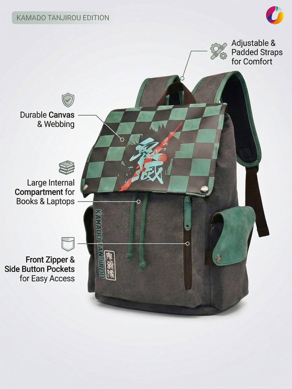 Image of RUVIDO CASO Tanjiro Anime Backpack | Durable Premium Bag for College,Travel, Office & Fans Backpack