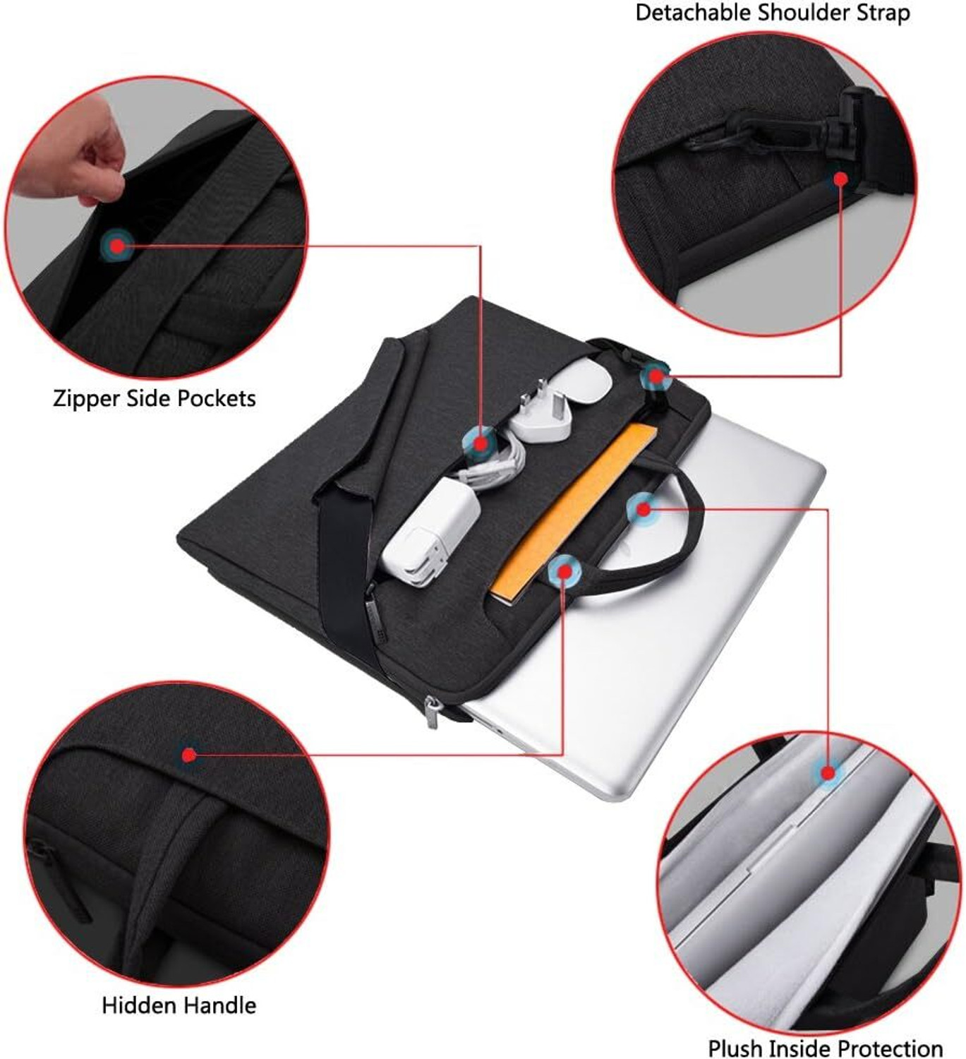Image of Saco 13-14 inch Laptop Sleeve Bag, Traveling Briefcase Handle Bag with Extra Pocket Waterproof Laptop Sleeve /Cover