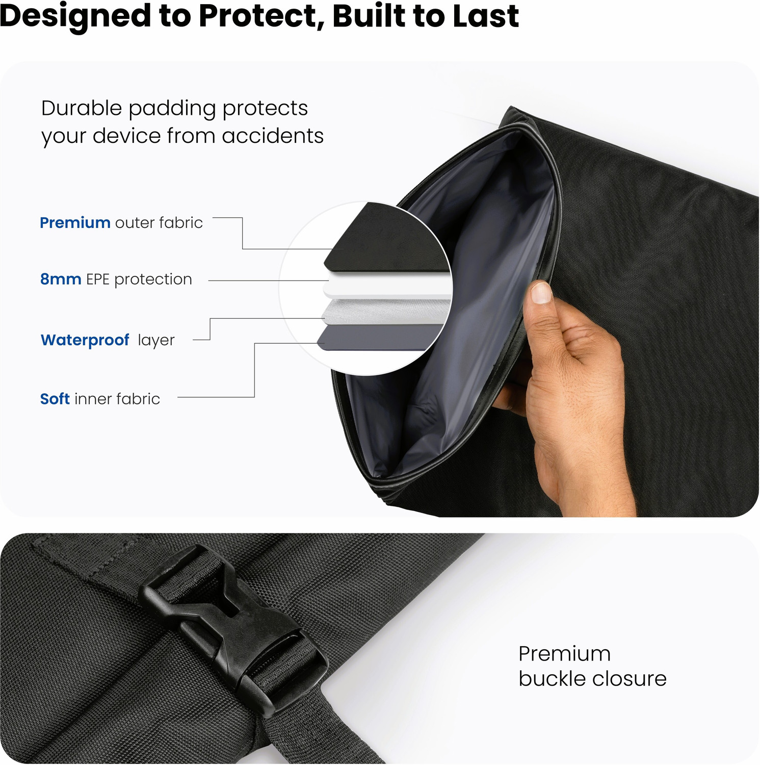 Image of CRALOFT 16 Inch Laptop Sleeve Case Pouch Bag for MacBook - Office Use Waterproof Laptop Sleeve /Cover
