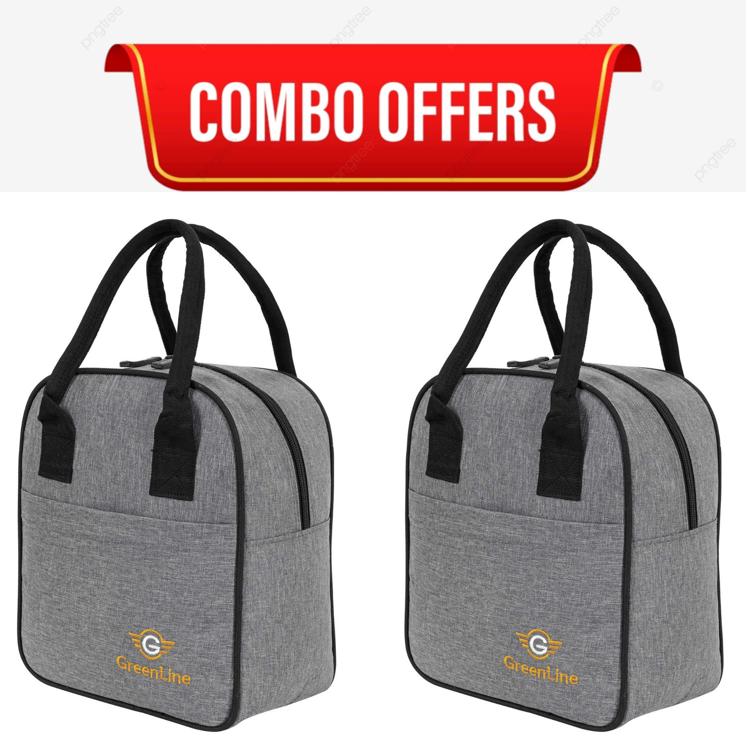 Image of GREENLINE Combo 2PC ,Insulated Lunch Bag for School Collage Office &Picnic for Boys & girl Waterproof Lunch Bag