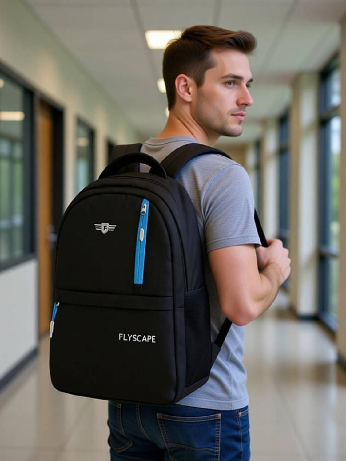 Flyscape TERROR Waterproof School Bag Black - Image 2