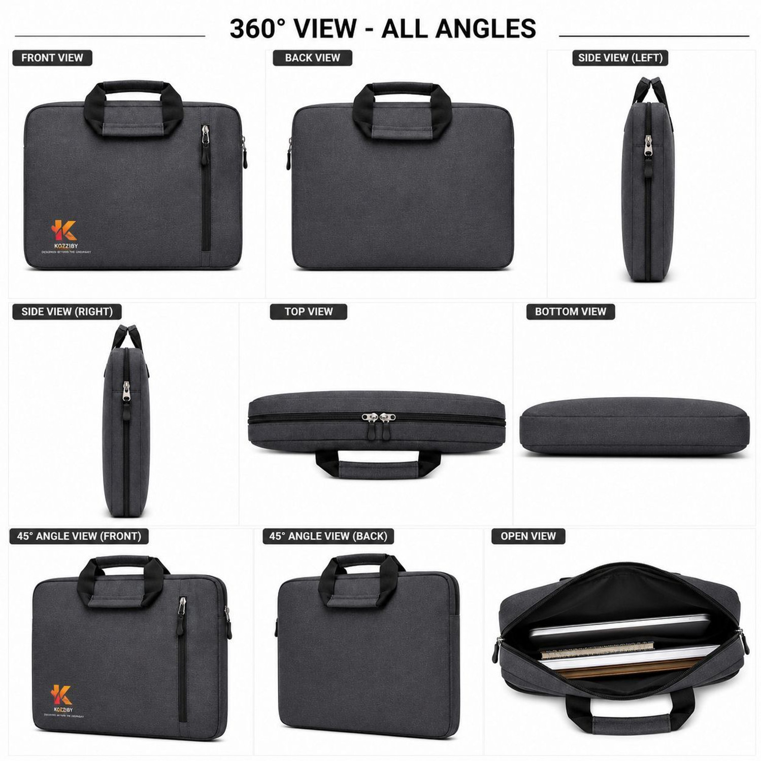 Image of KOZZIBY Office Laptop Carry Case Professional Grey Laptop Bag