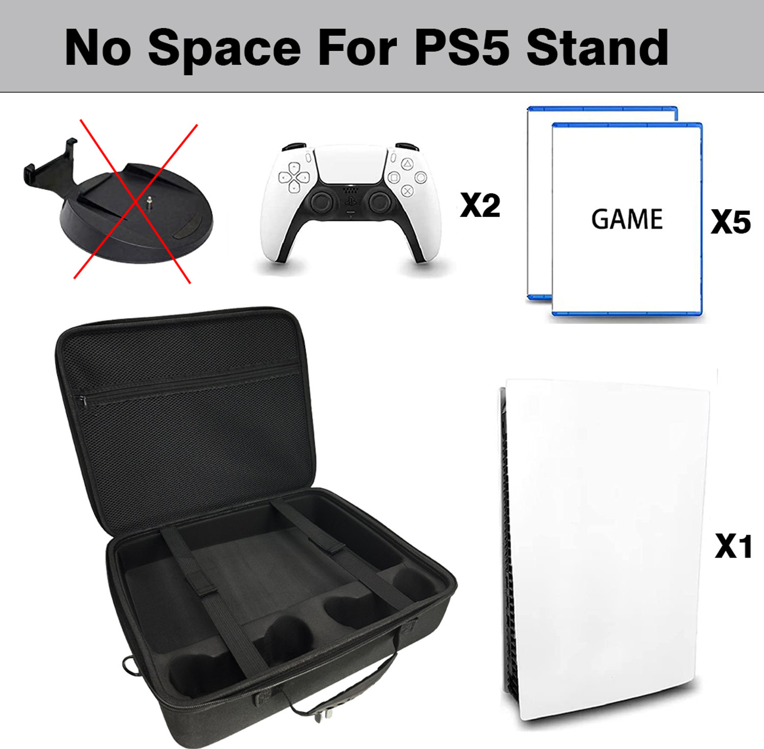 Image of OIVO INDIA Slim Shoulder Travel Carrying Case for PS5 Slim Console & , Black Storage Bag Gaming Accessory Kit
