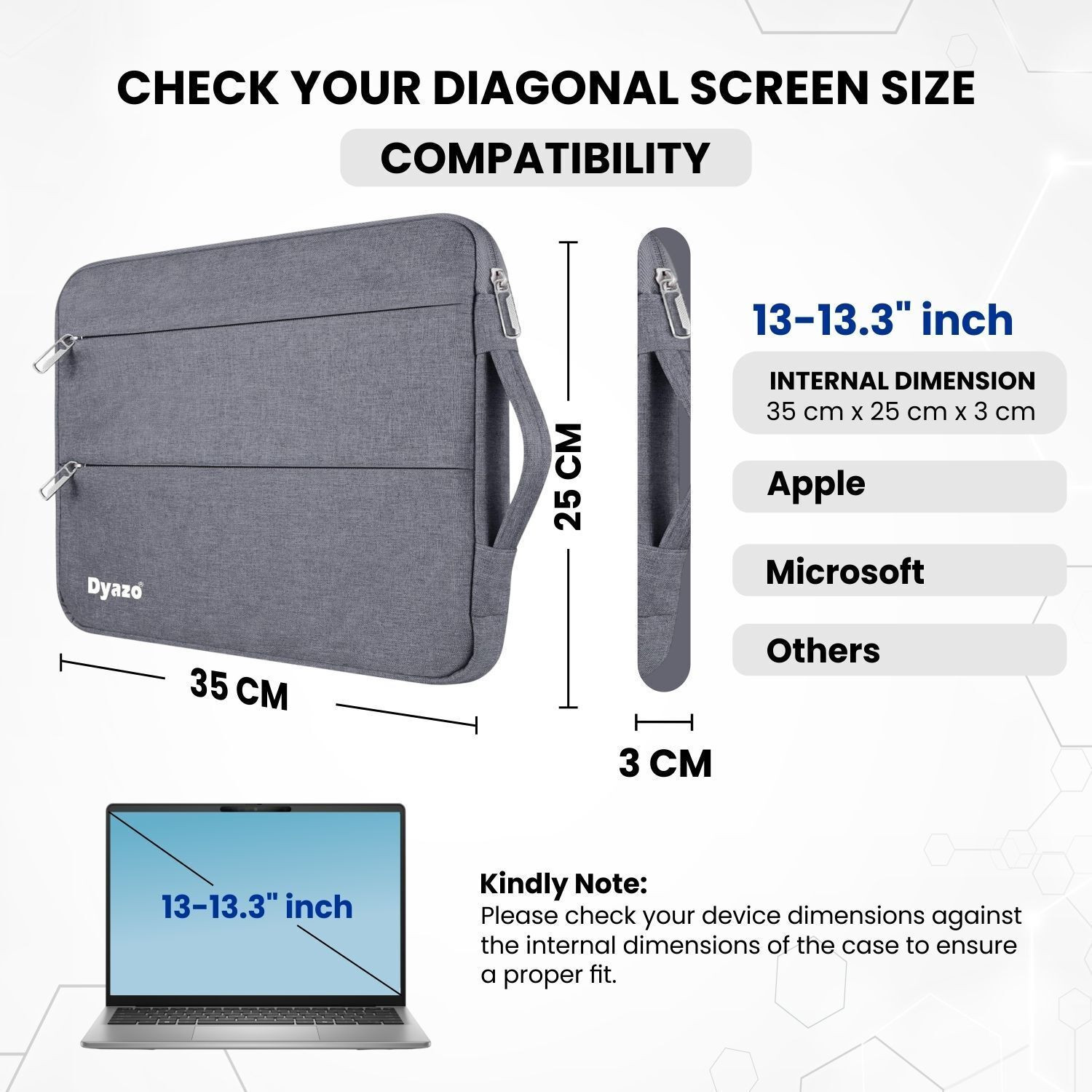 Image of Dyazo Plus 13-13.3 Inch Sleeve Case Cover For Notebook With Front Pocket & Handle Laptop Bag