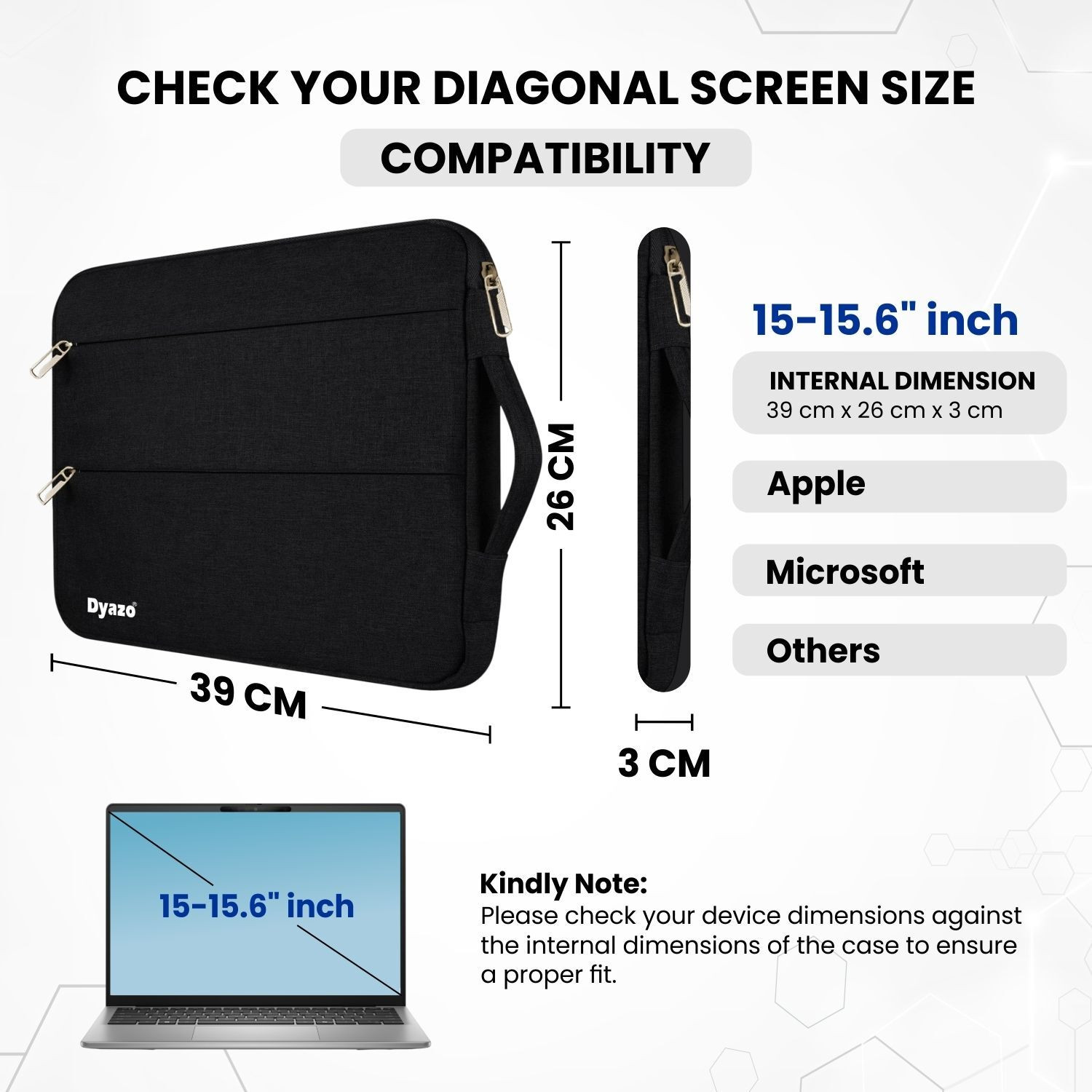 Image of Dyazo Plus Water Resistant Laptop Sleeve Case Cover For 15.6 Inches Laptops & Notebook Laptop Bag