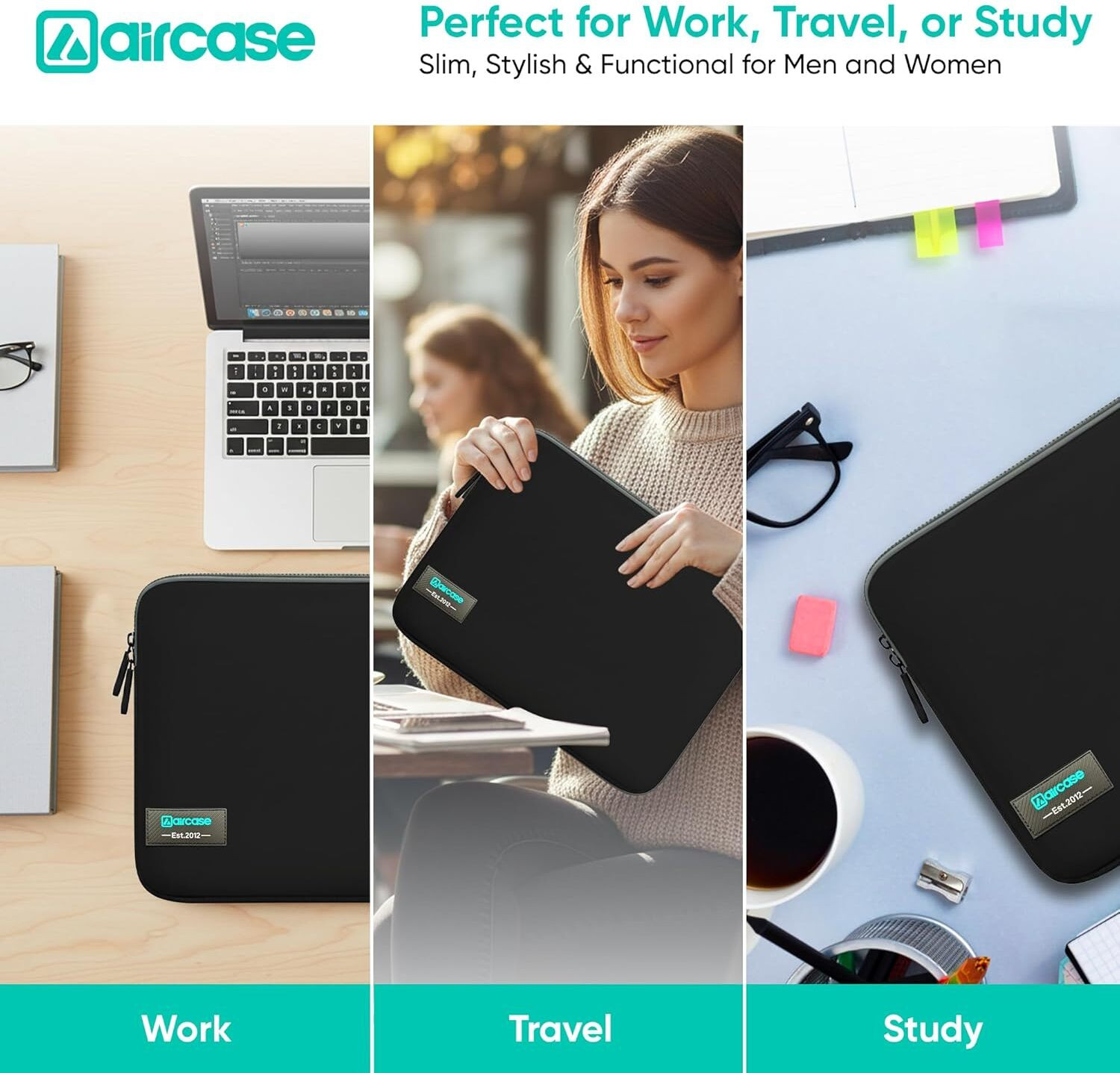 Image of AirCase 13 Inch-13.3 Inch Laptop Sleeve, Protective, Neoprene Laptop Bag
