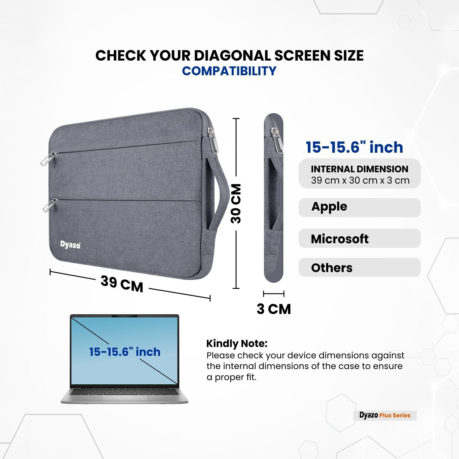 Image of Dyazo Plus 15.6 Inch Water Resistant Sleeve Case Cover with Handle & Two Front Pocket Laptop Bag