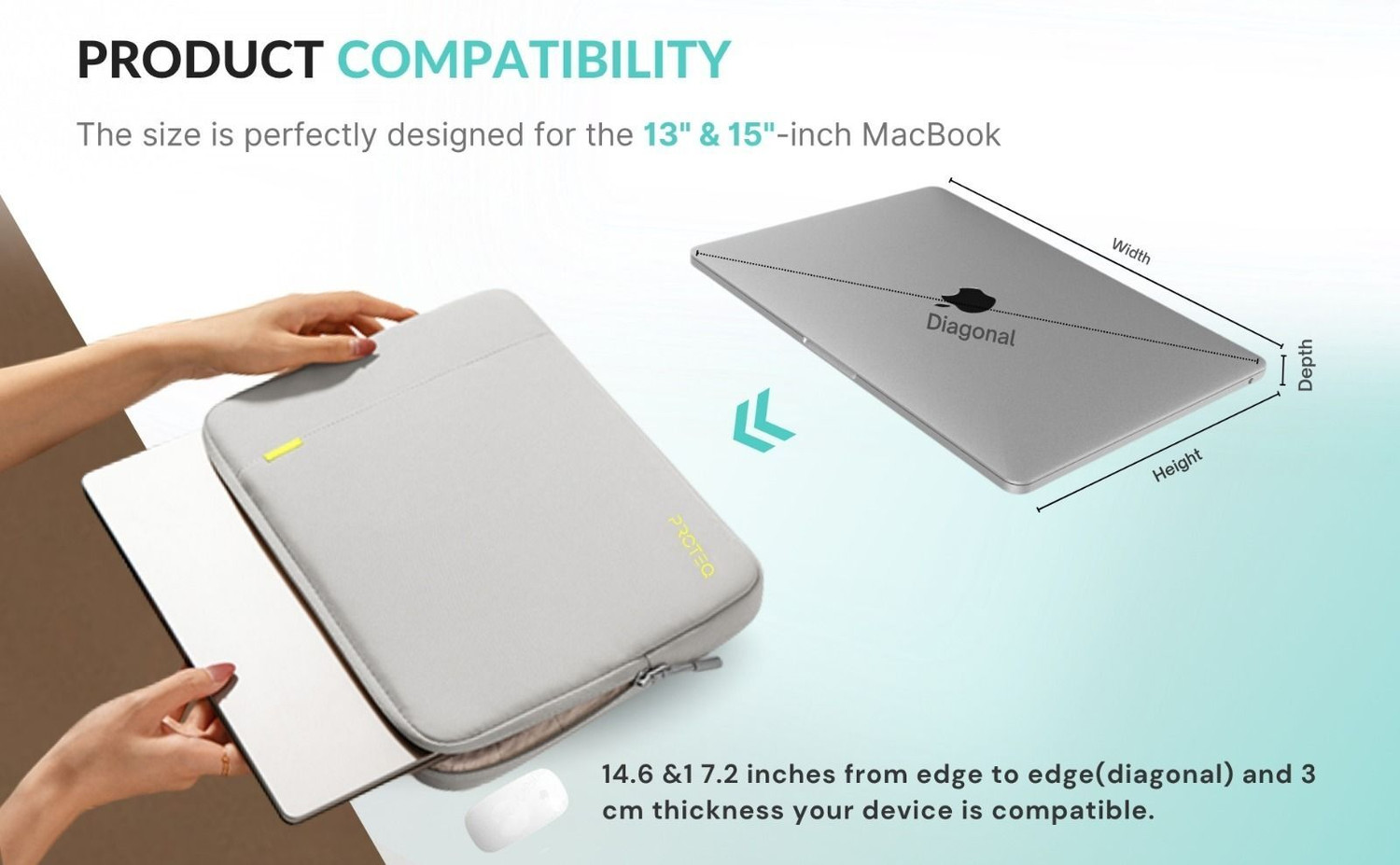 Image of proteq 360 Laptop Sleeve Protective Cover for 13.3 inch laptops, compatible with All brand Laptop Bag