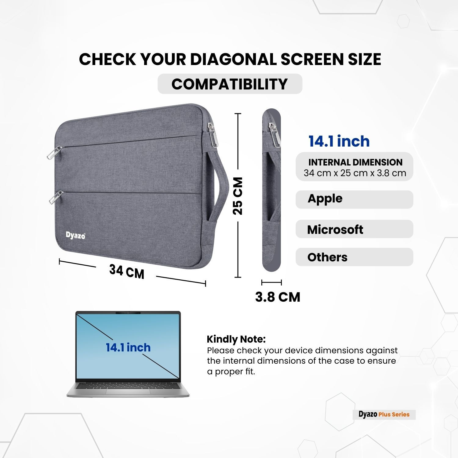 Image of Dyazo Plus 14-14.1 Inch Laptop Sleeve Case Cover With Handle And Two Front Pockets Laptop Bag