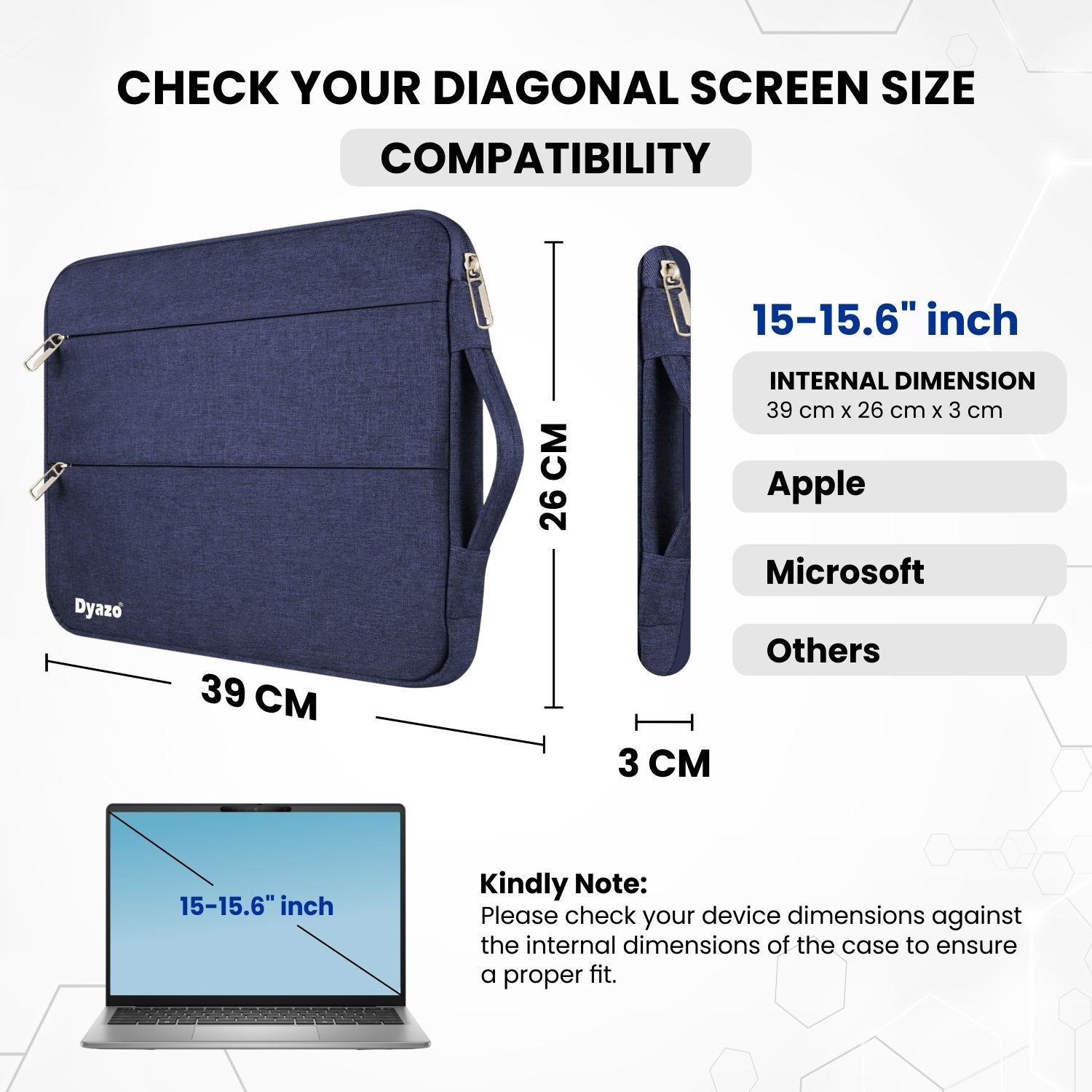 Image of Dyazo Plus Office Laptop Sleeve Case Cover With Handle For All 15-15.6 Inch Notebooks Laptop Bag