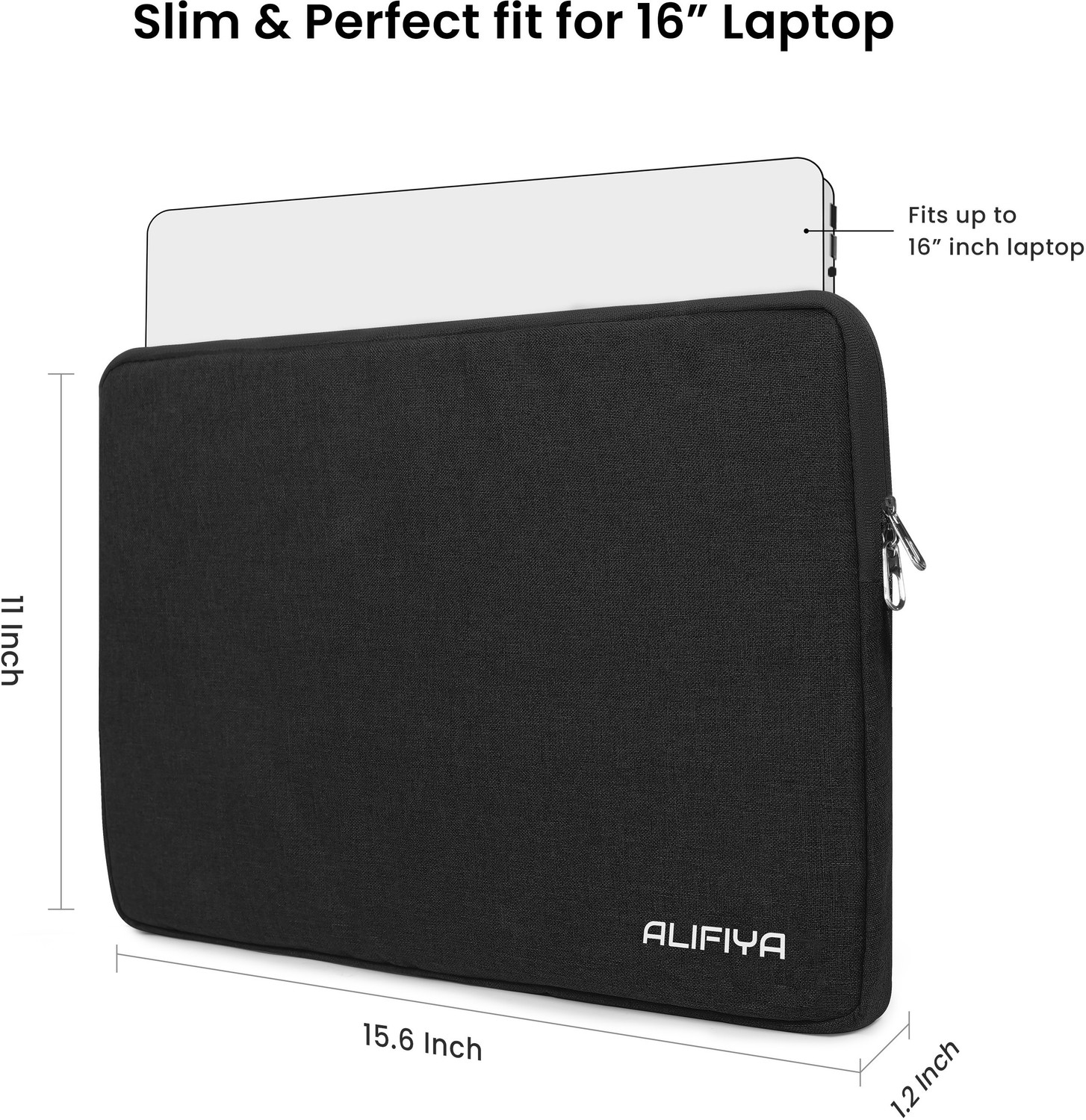 Image of Alifiya 16 Inch Laptop Sleeve / Slip Case Cover Bag (L26 Black) Laptop Bag