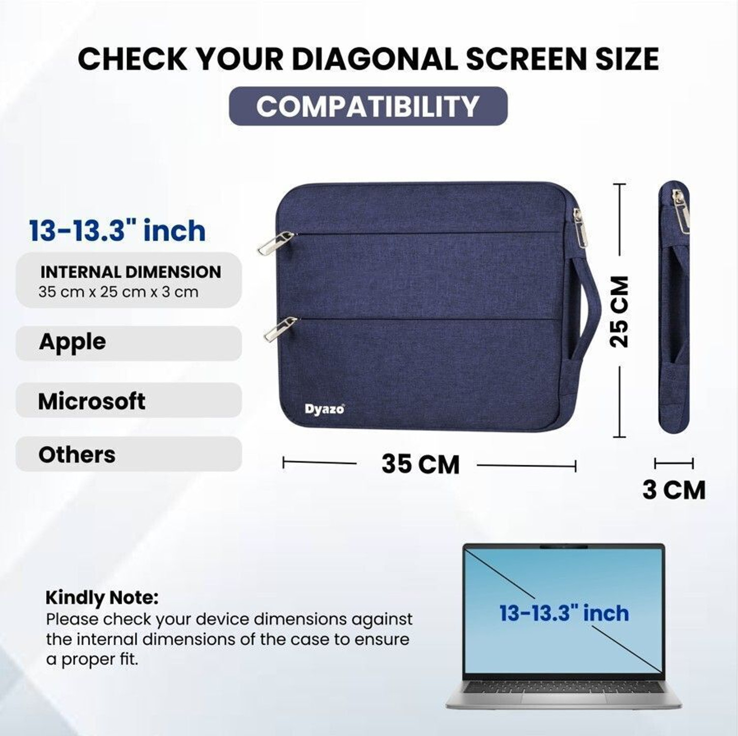 Image of Dyazo Plus Sleeve Case 13-13.3 Inch Notebook With Two Front Accessory Pocket & Handle Laptop Bag