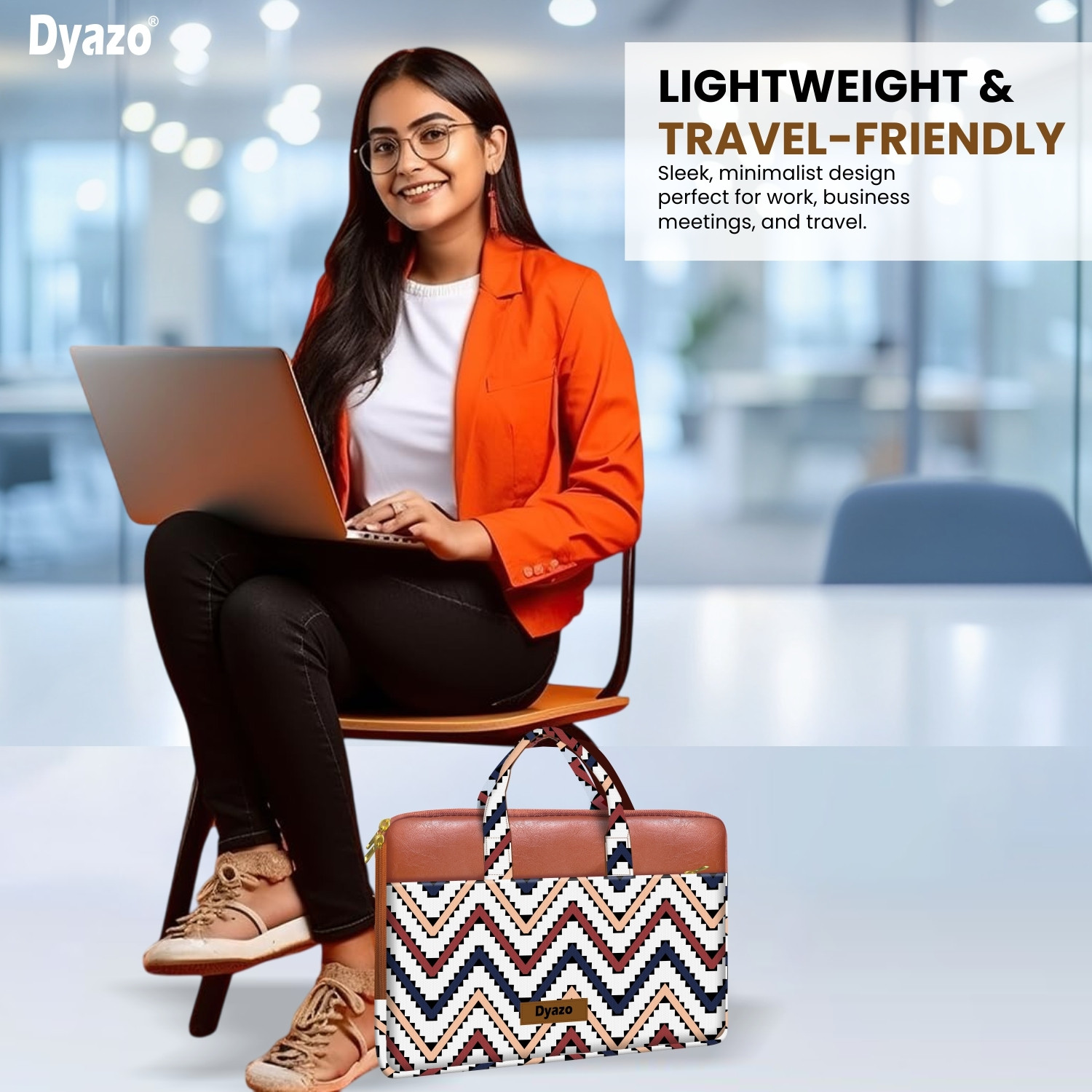 Image of Dyazo Plus Laptop Sleeve Bag 15-15.6 Inch for Woman Vegan Handcrafted Case with Handle Laptop Bag