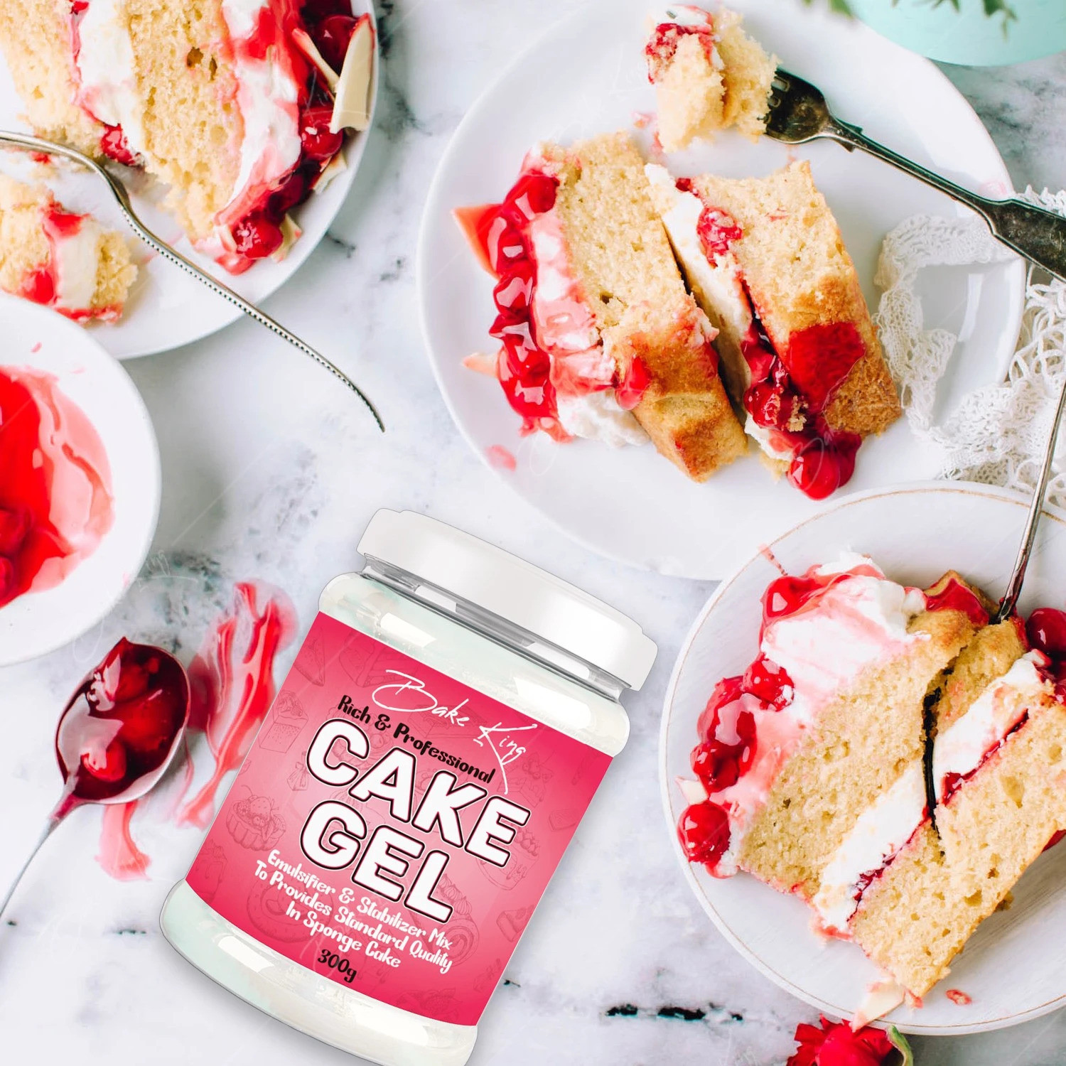 Image of Bake King 300gm Cake Gel for Desserts, Toppings & Decoration | Professional Baker Choice | Excellent for Eggless Baking | Goods for ice cream, Toppings, Waffle, and Fillings Topping (300 g)