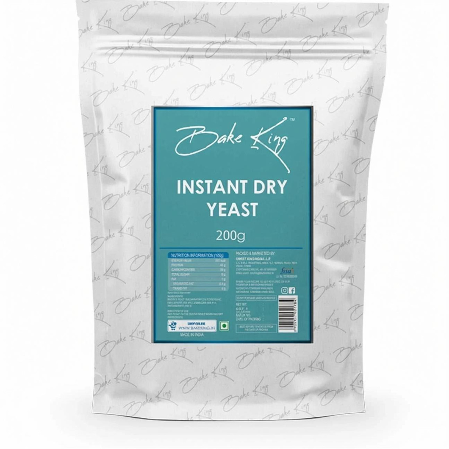 Image of Bake King 200g Grade A Quality Dry Yeast Powder 200g for Baking, Pizza, Cake, Bread, Wine Making, Dosa Yeast Powder