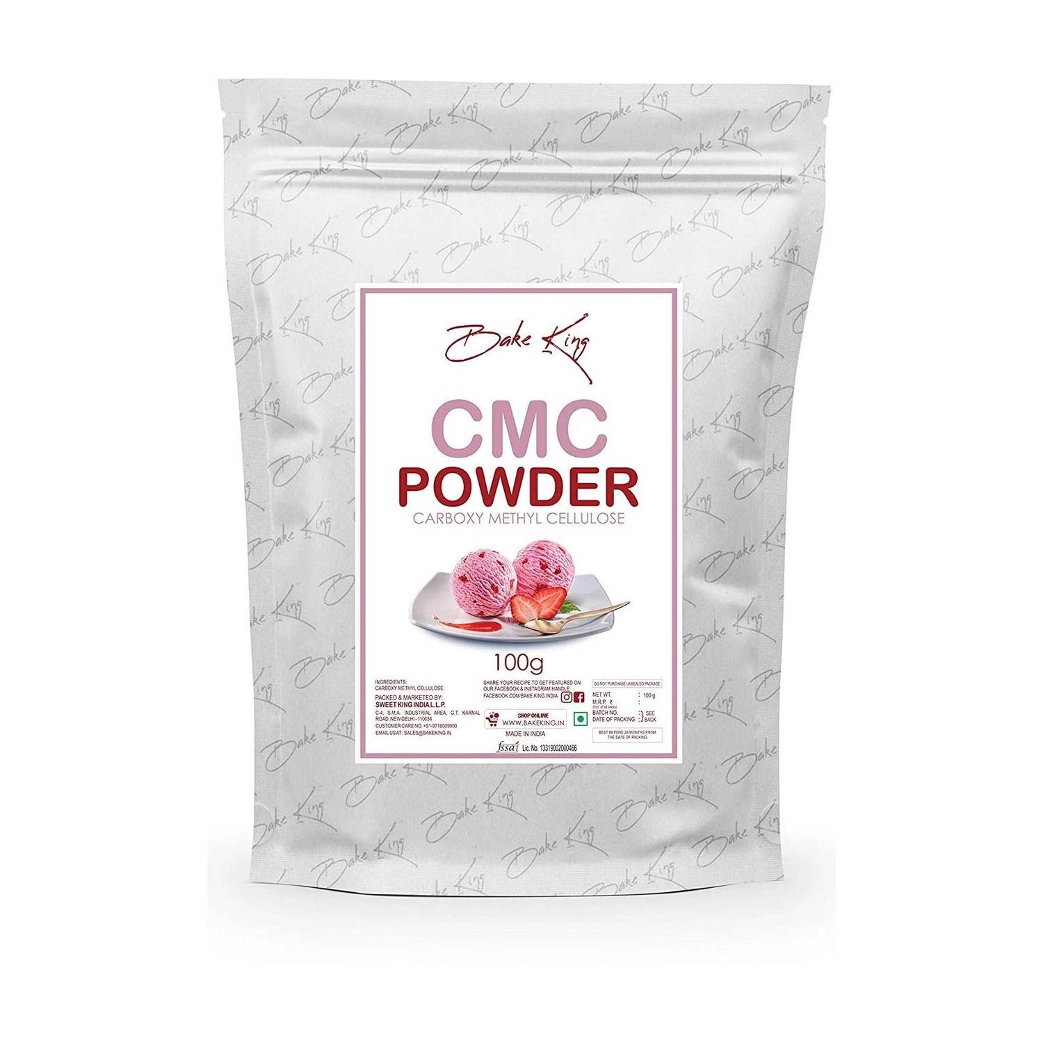 Bake King Food Grade CMC Powder (Carboxymethyl Cellulose) 100G For Making Ice Cream & Cake Carboxymethyl Cellulose (CMC) Powder