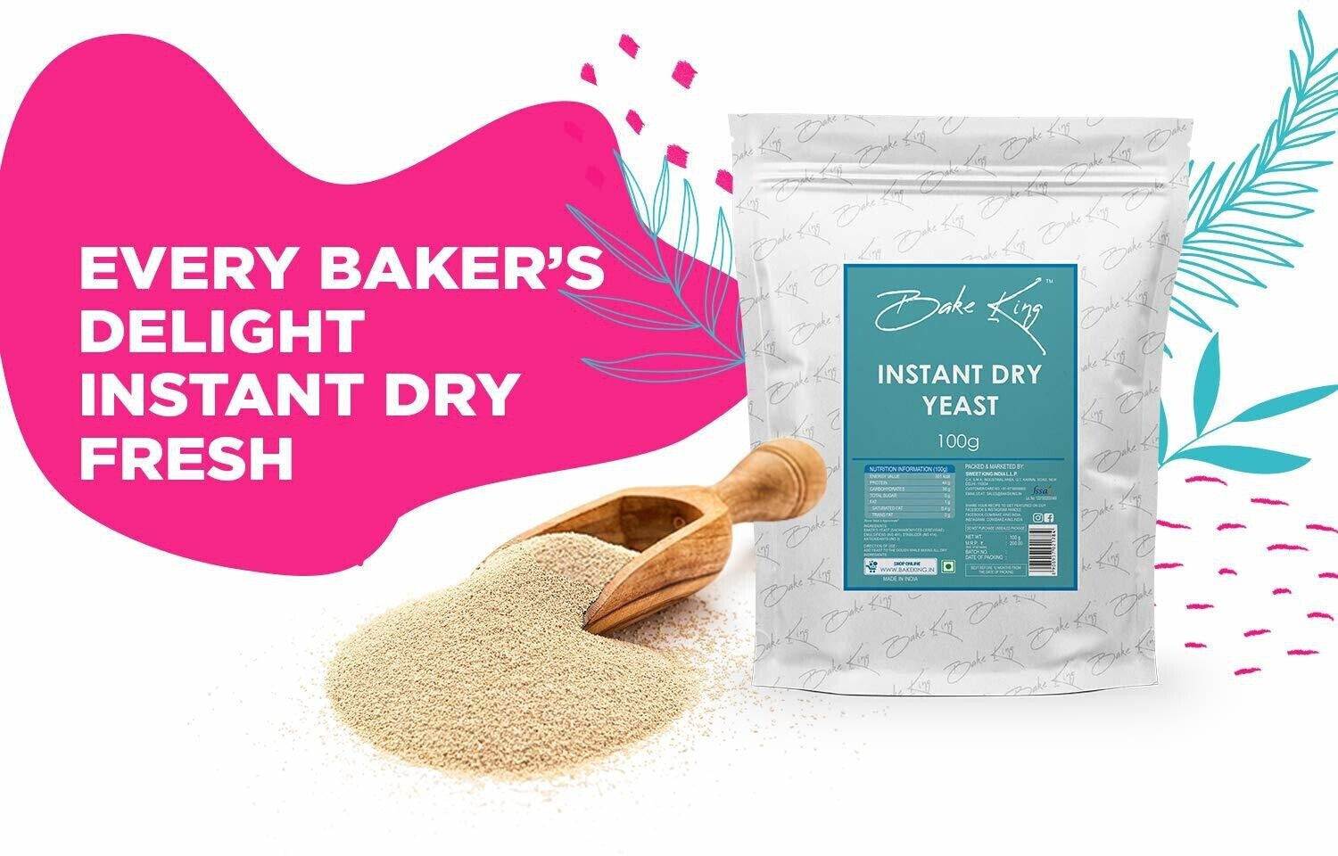 Image of Bake King Instant Dry Yeast Powder for kulchas, naans, pizza, pao, breads making Yeast Powder