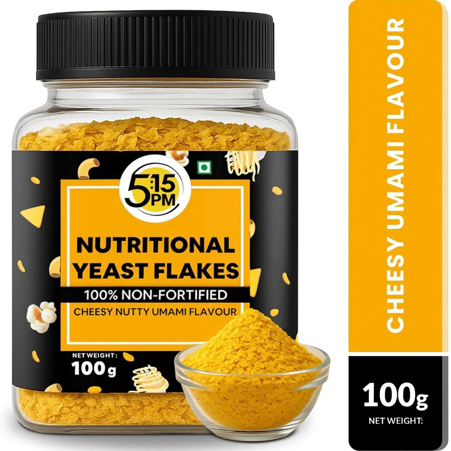 5:15PM 100% Non-Fortified Nutritional Yeast Flakes | Cheesy Nutty Umami Flavour Yeast Flake