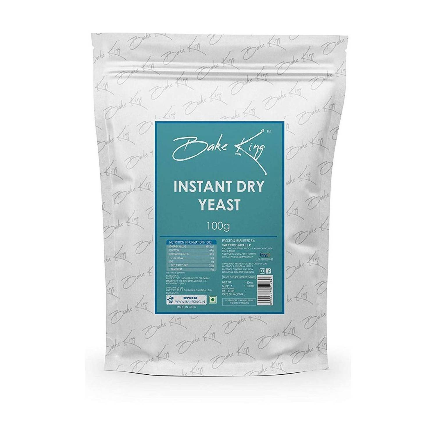 Bake King Instant Dry Yeast 100g | Grade A Quality | for Baking, Pizza, Cake, Bread, Wine Making, Dosa Yeast Powder
