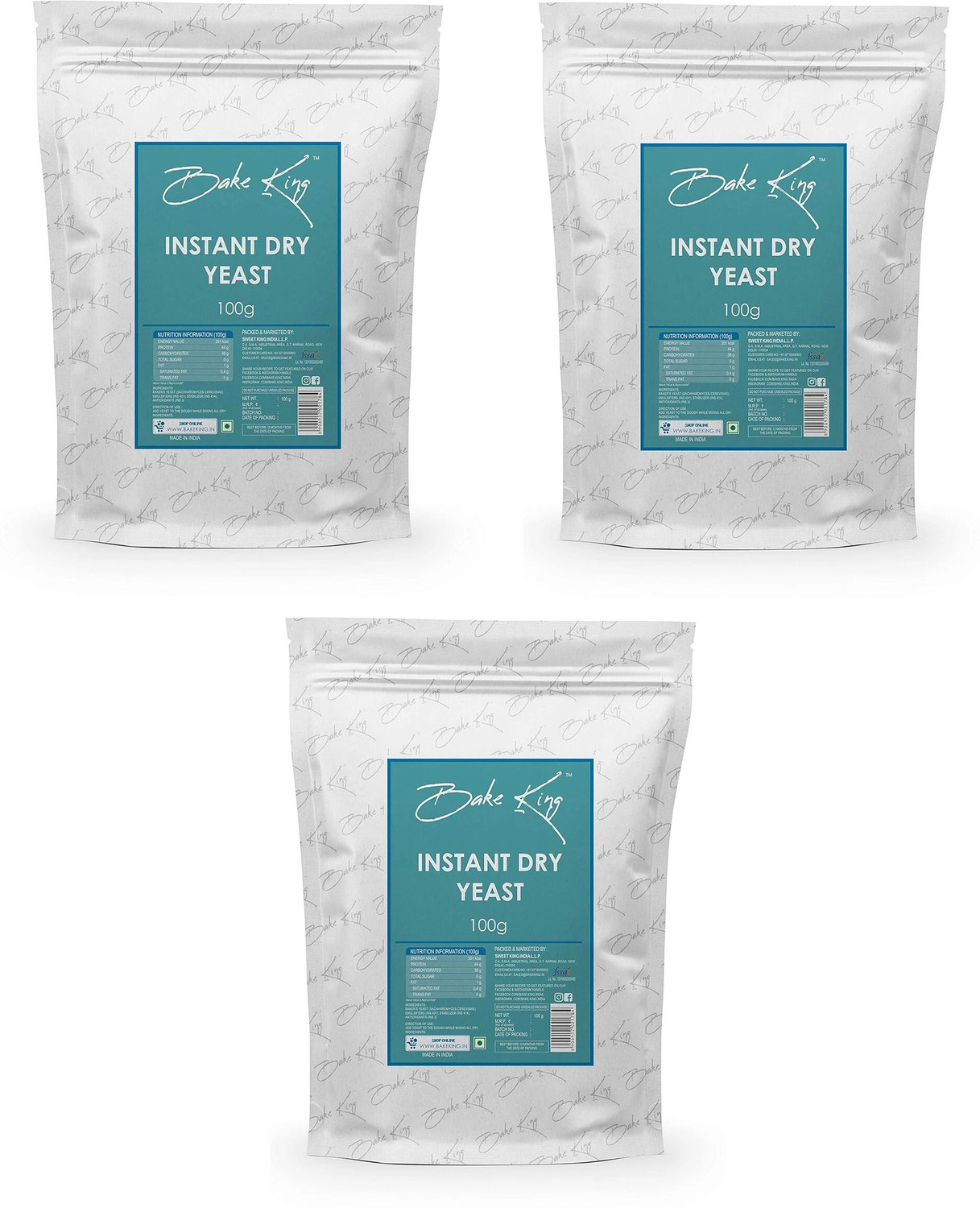 Image of Bake King Instant Dry Yeast Powder 100gm for Pizza Base & Baking Yeast Powder