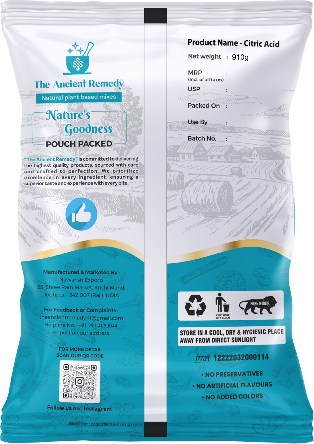 Image of THE ANCIENT REMEDY Natural Citric Acid For Food, Bakery & Cleaner | Tatri, Lemon Salt, Nimbu Sat, Citric Powder