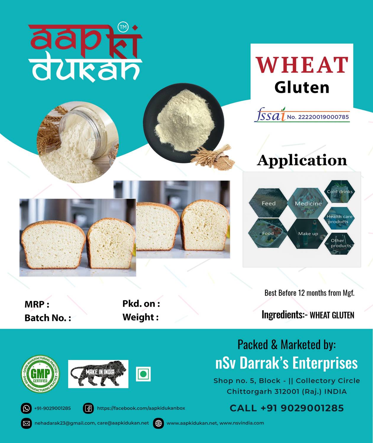 Aapkidukan Vital Wheat 100g Gluten Powder