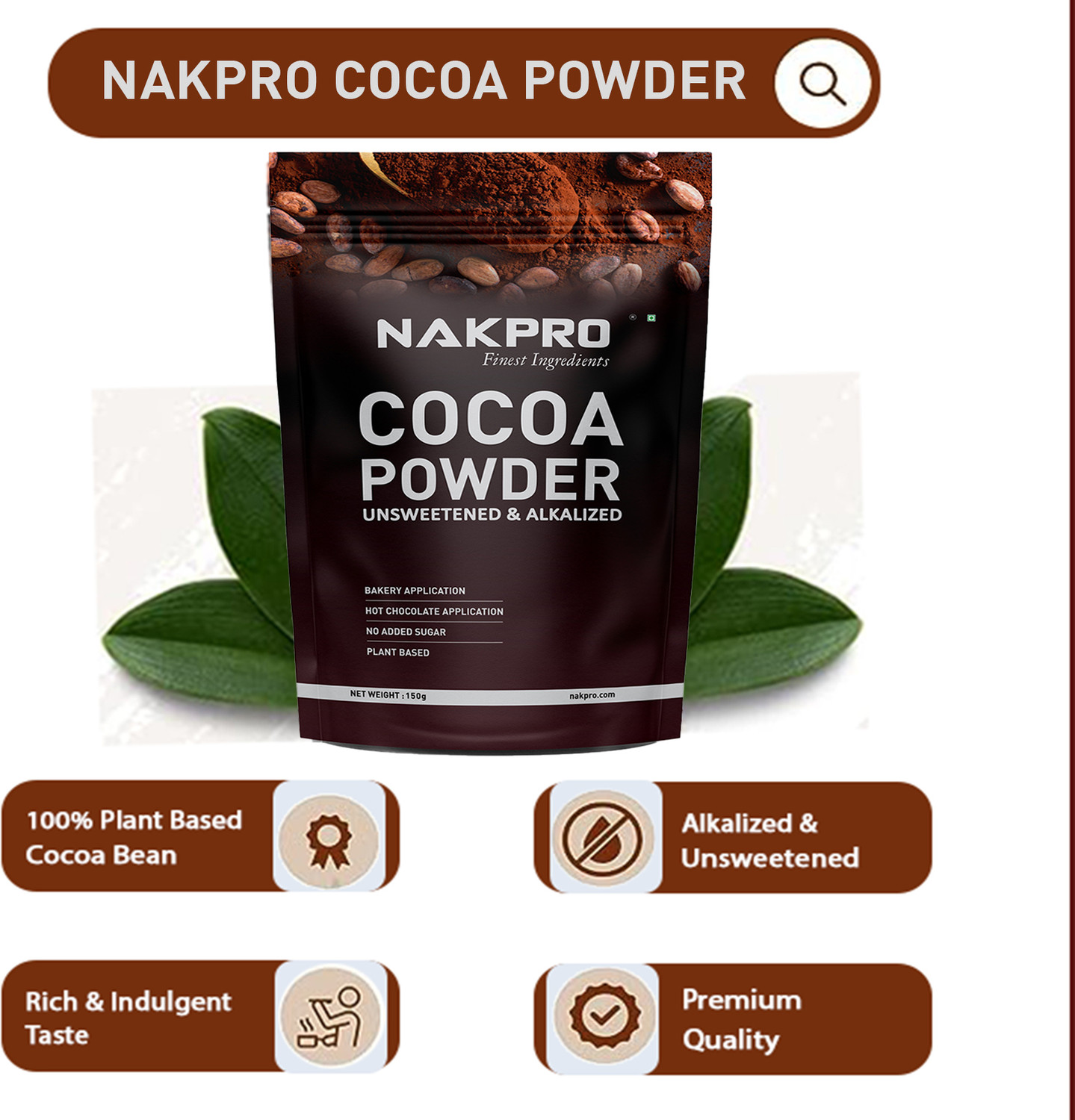 Image of Nakpro Cocoa Powder Unsweetened & Alkalized |22.5g Protein,397.7g Energy (150g X2) Cocoa Powder