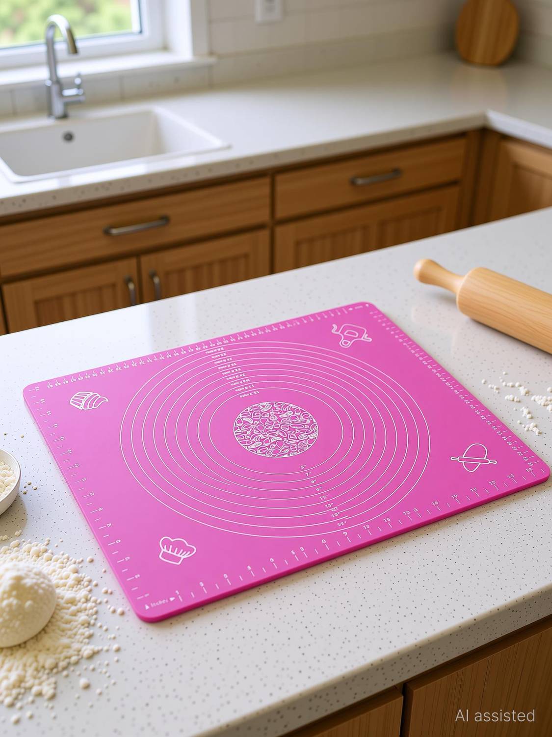 avnish Non-Stick Silicon Reusable Pastry Fondant Dough Roti Chapati Rolling Baking Sheet Mat , Food-grade Silicone Baking Mat (Pack of 1) Geometric Print Roti Square Flap Cover