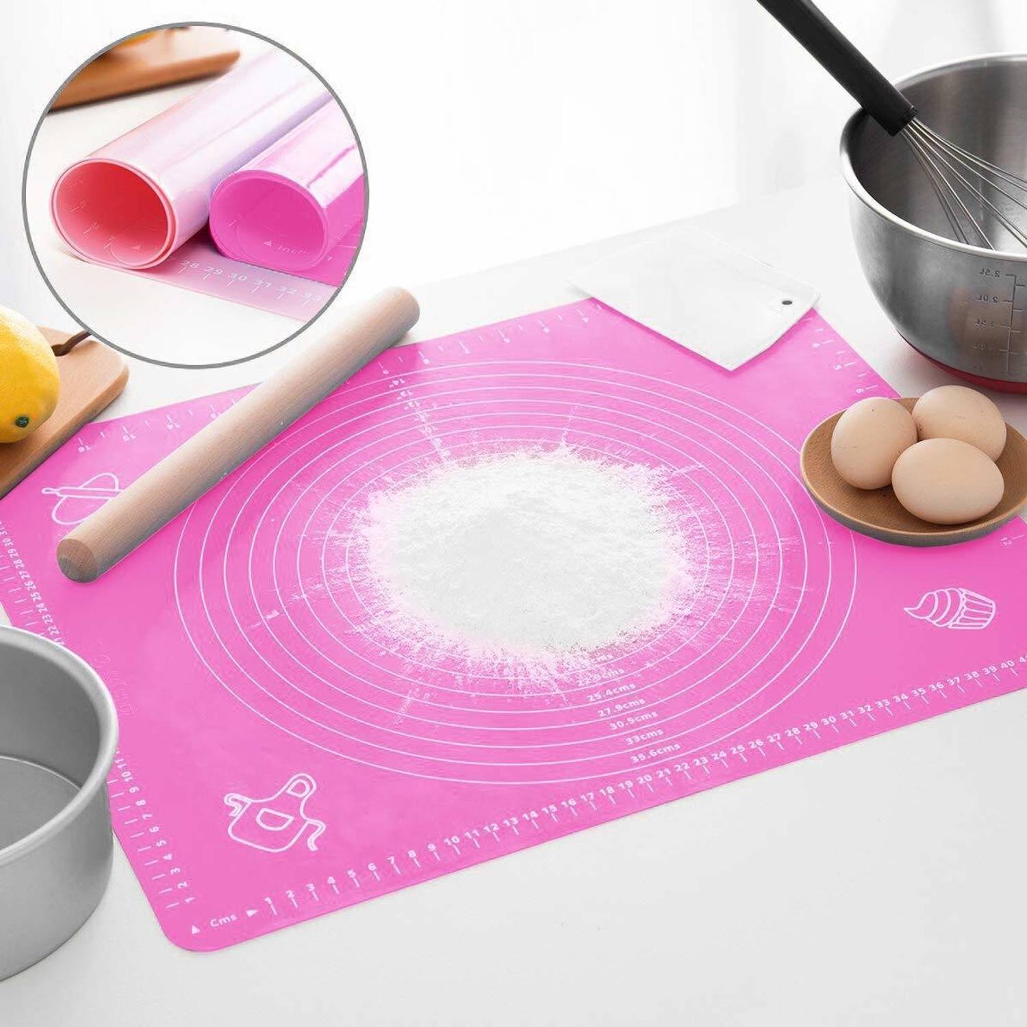 ABlue Clipper Non-Stick Silicon Pastry Fondant Dough roti chapati Rolling Baking Sheet mat Food-grade Silicone Baking Mat