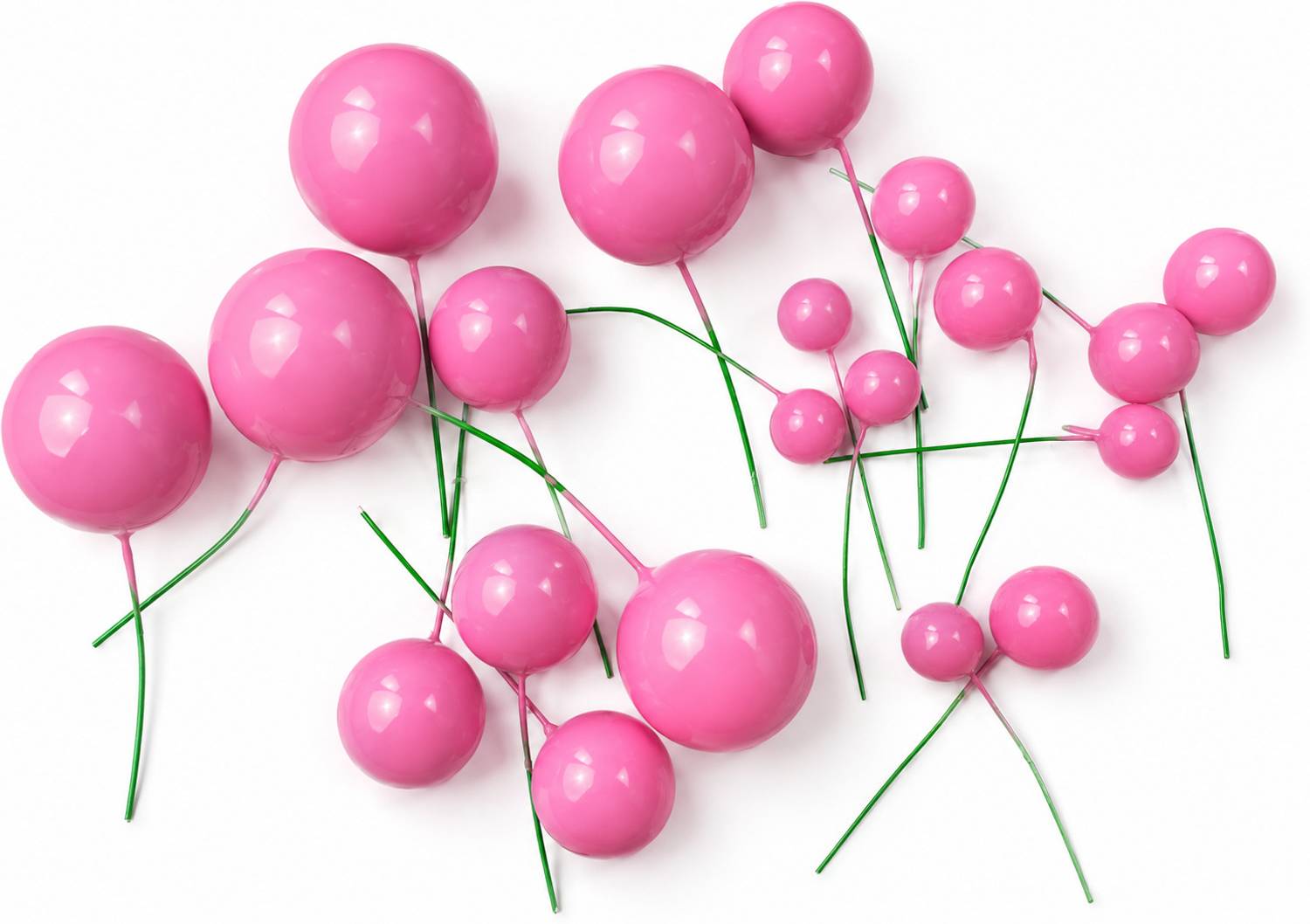 Adwitiya Adwitiya Dark Pink Faux Ball Cake Topper Decoration Set Cake Topper