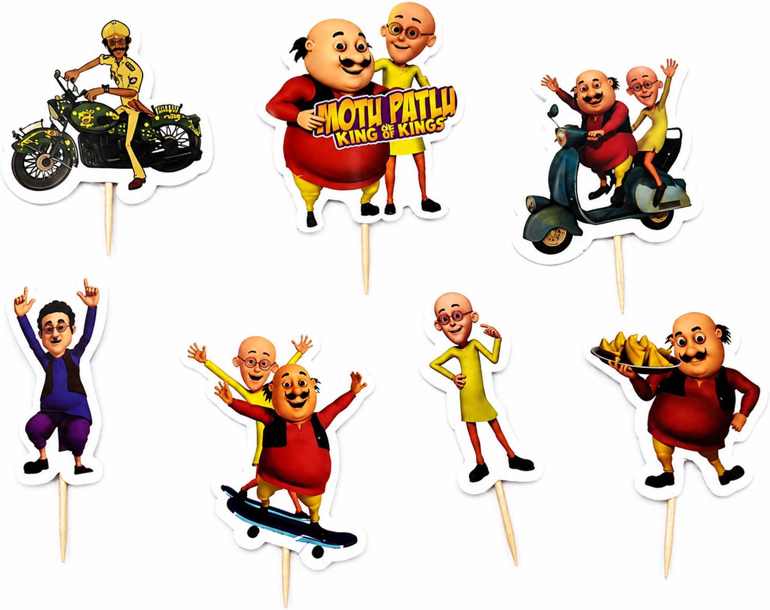 Adwitiya Adwitiya Motu Patlu Birthday Cake Decoration Topper Set for Kids Theme Parties Cake Topper